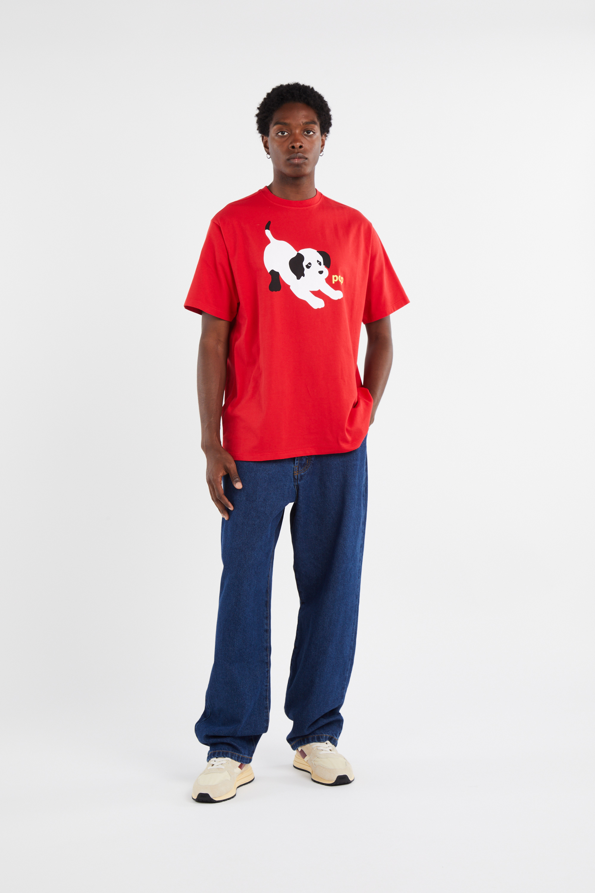 Regular-fit round-neck cotton T-shirt Red