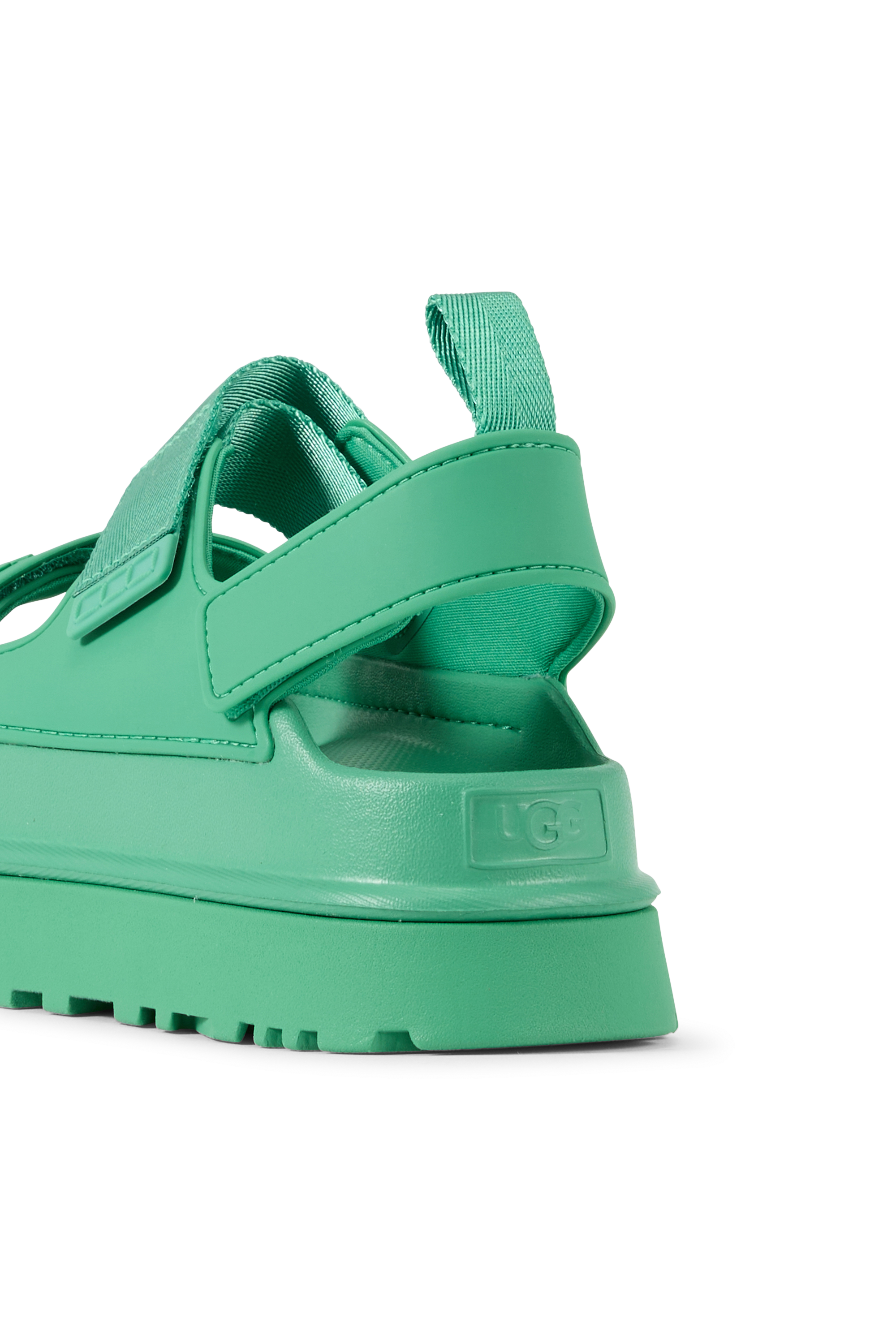 Flat furry sheepskin sandals Green