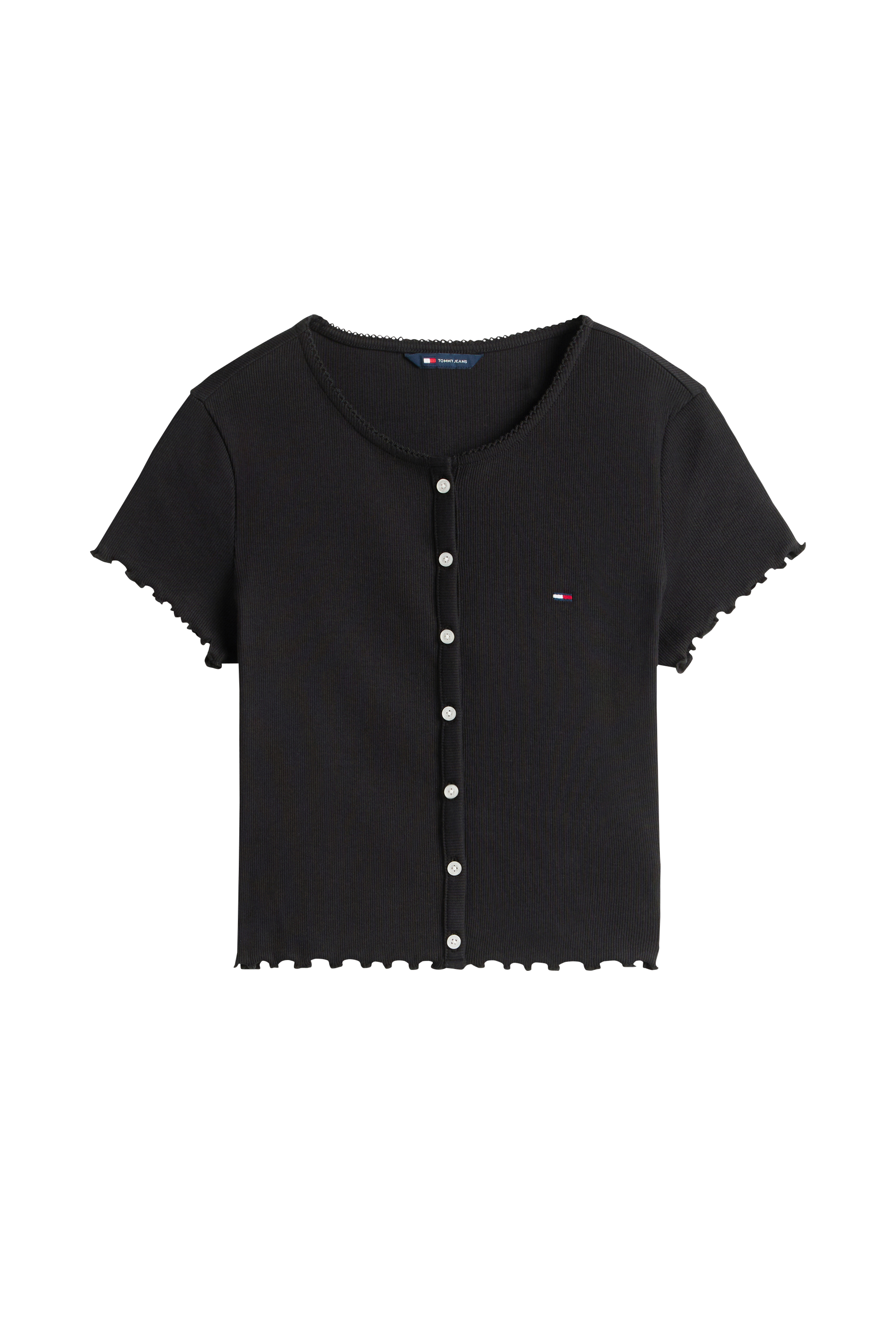 Regular-fit round-neck cotton T-shirt  Black