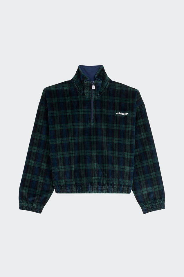 Sweatshirt Tartan Half Zip Blue Adidas Woman Citadium