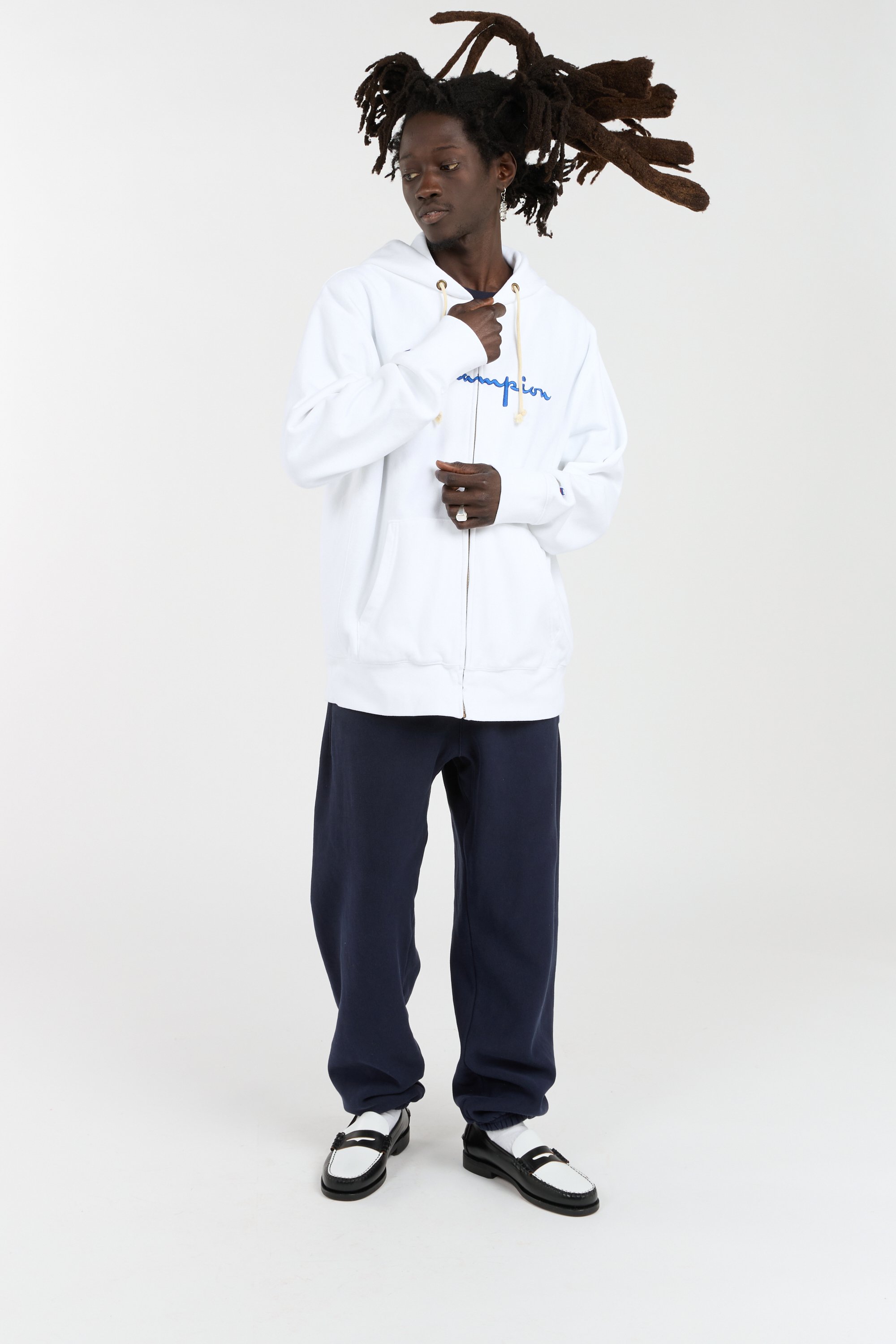 Zippered hoodie CHAMPION White