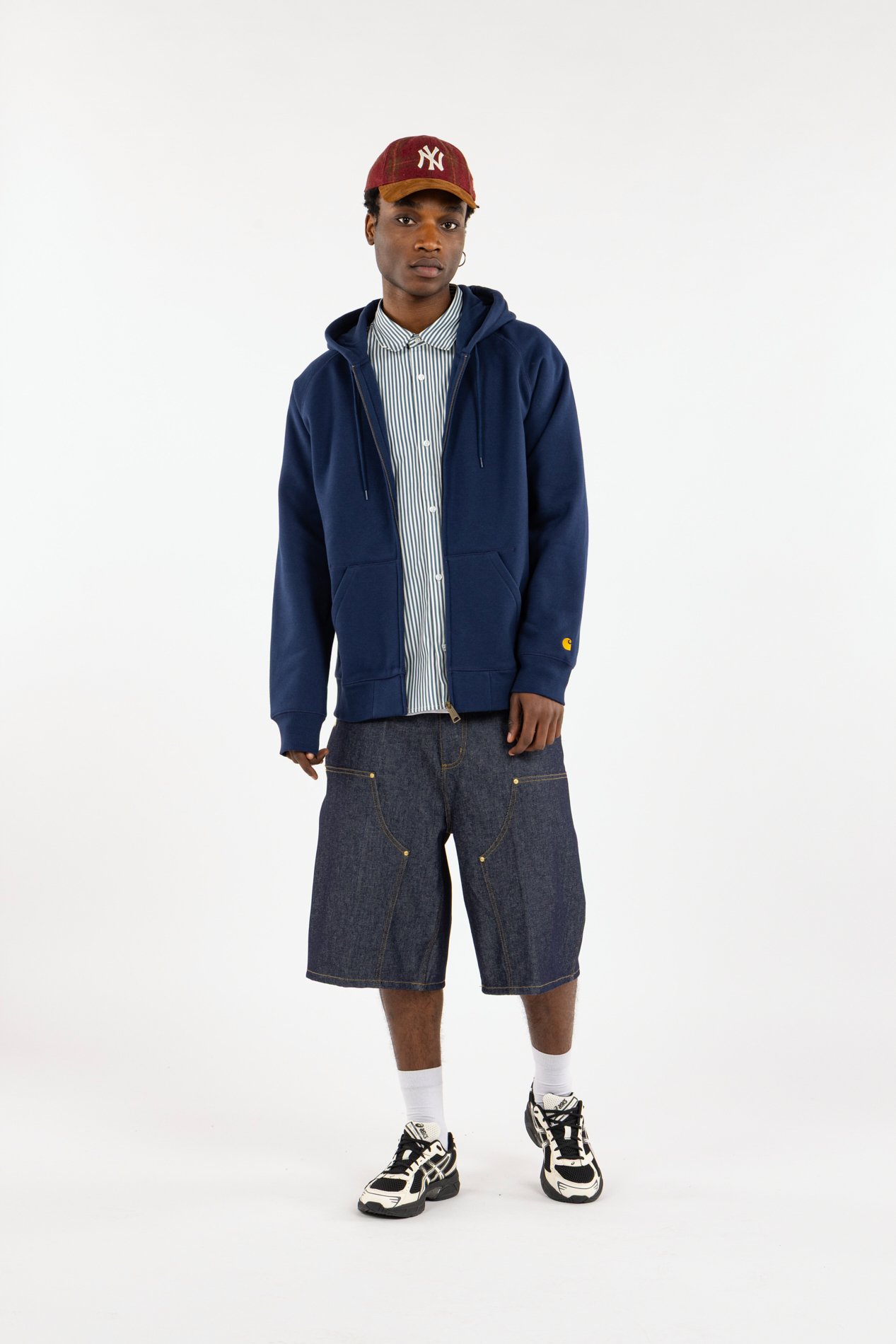 Regular-fit zip-up cotton-blend hoodie with Pony Player CARHARTT WIP Blue