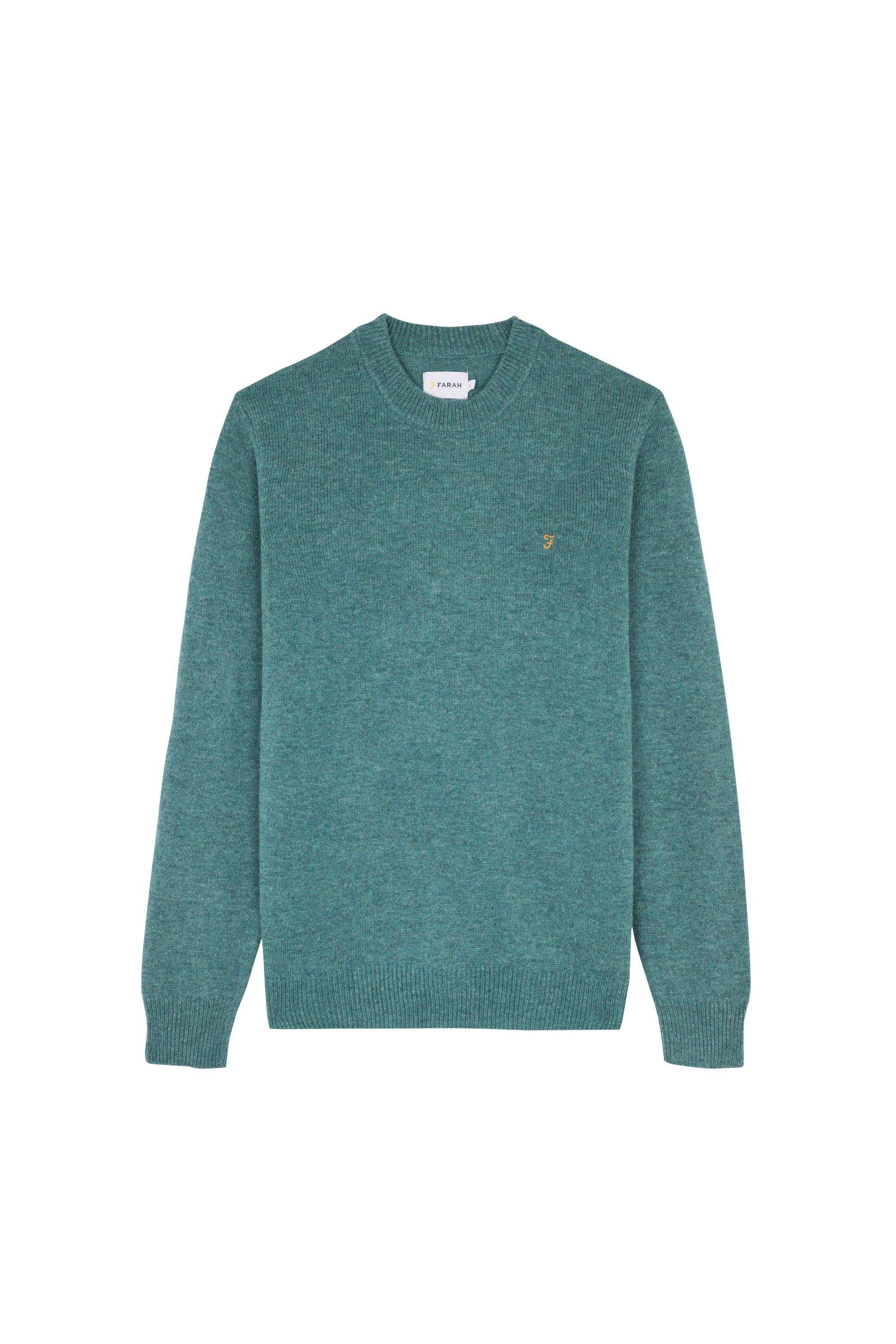 Regular-fit round-neck flecked wool sweater Green