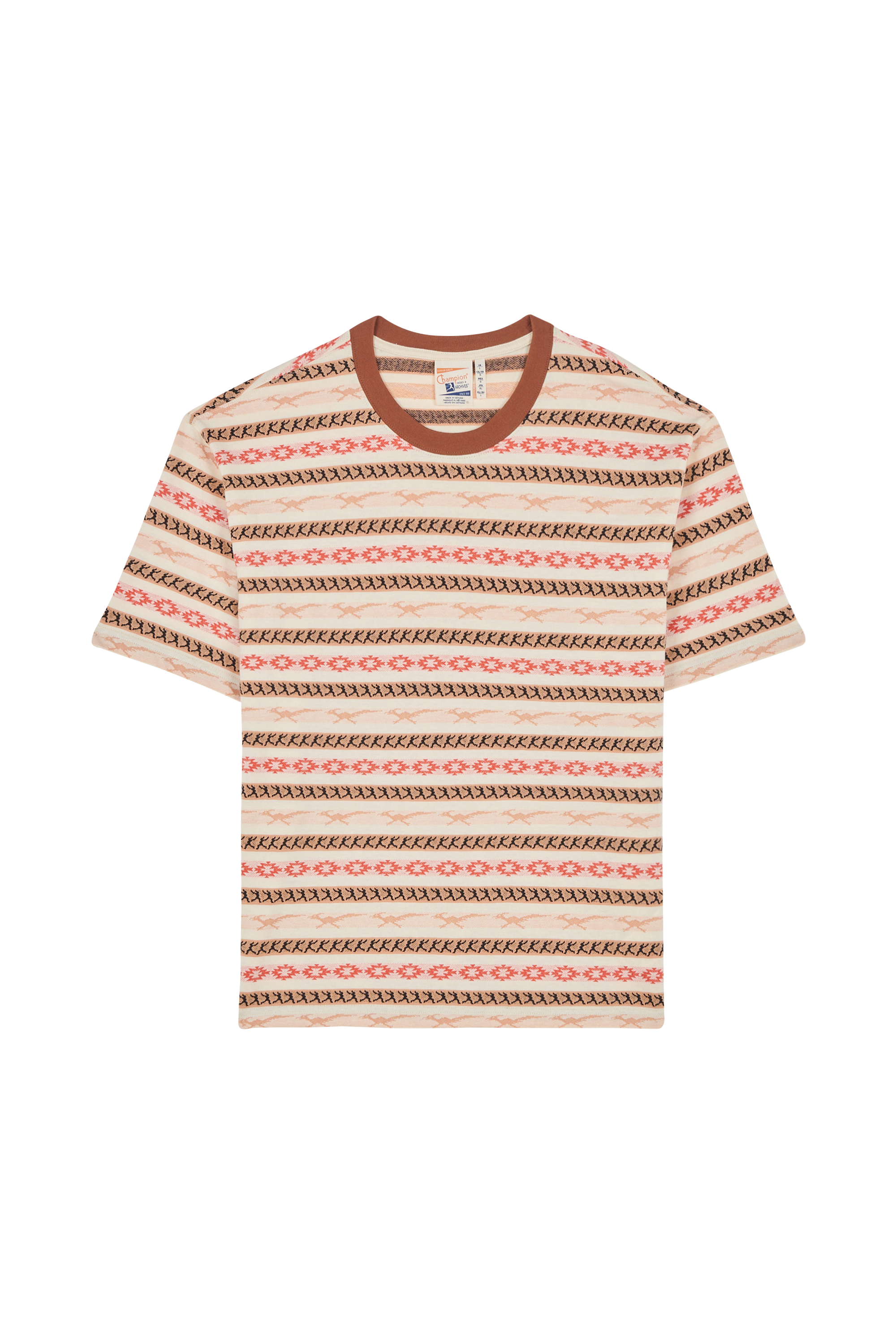 Regular-fit round-neck cotton T-shirt Beige