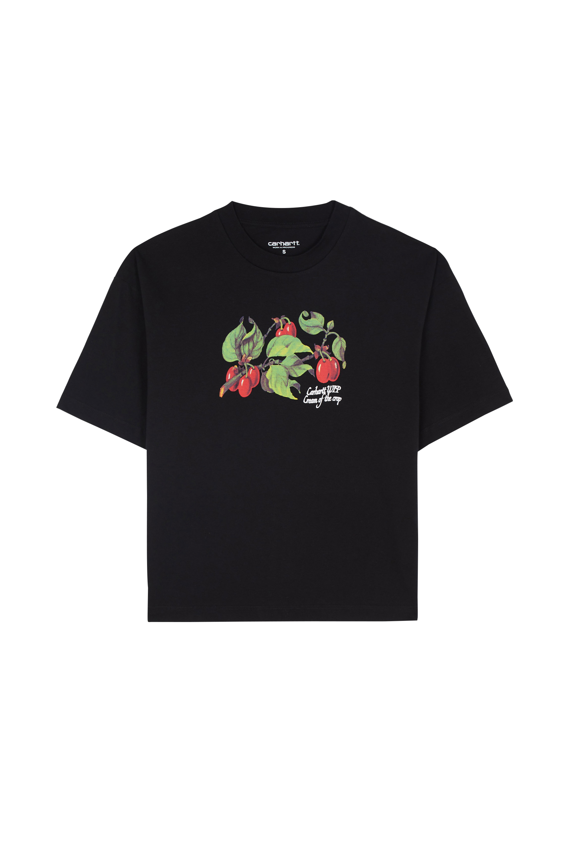 Regular-fit round-neck cotton T-shirt Black