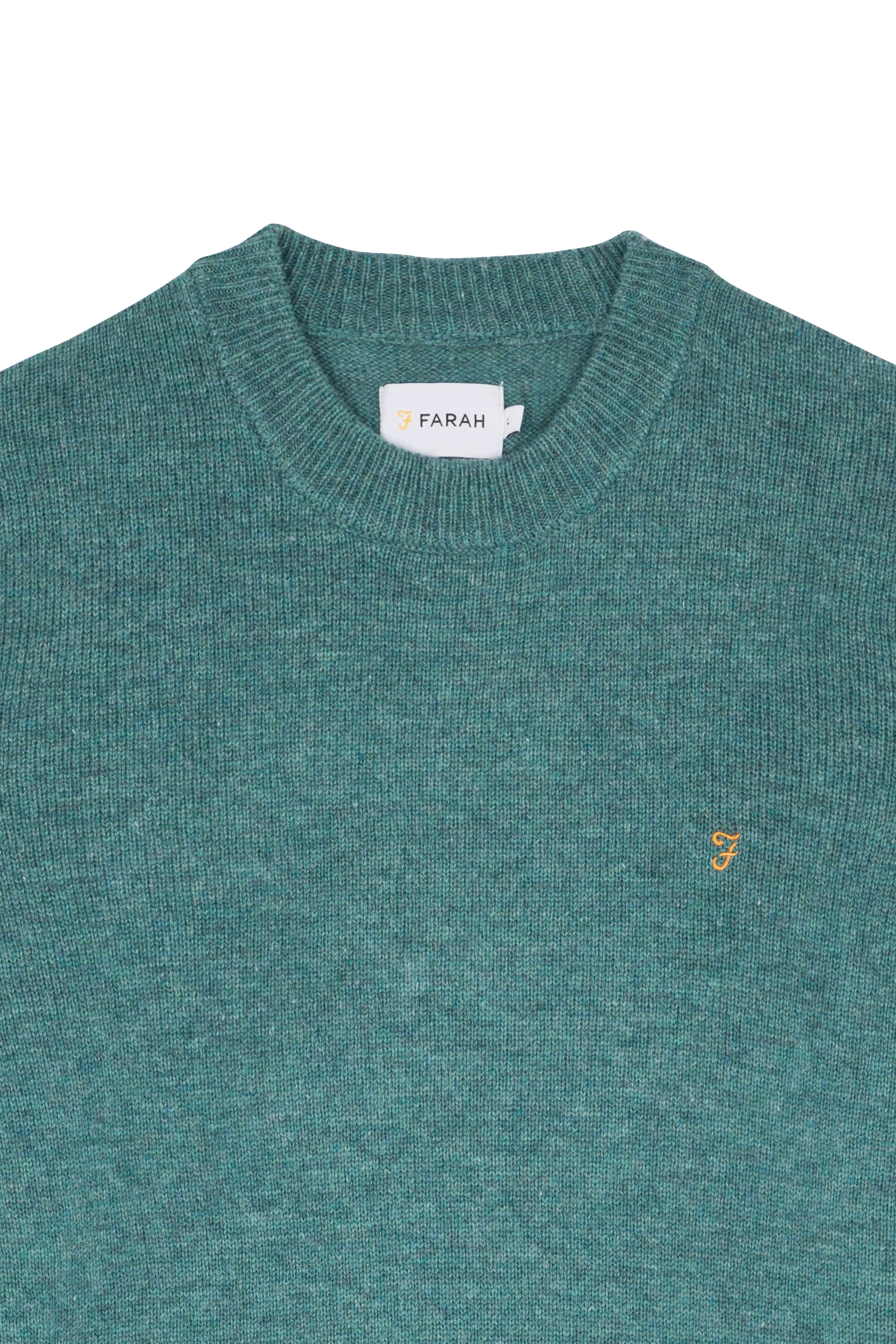 Regular-fit round-neck flecked wool sweater Green