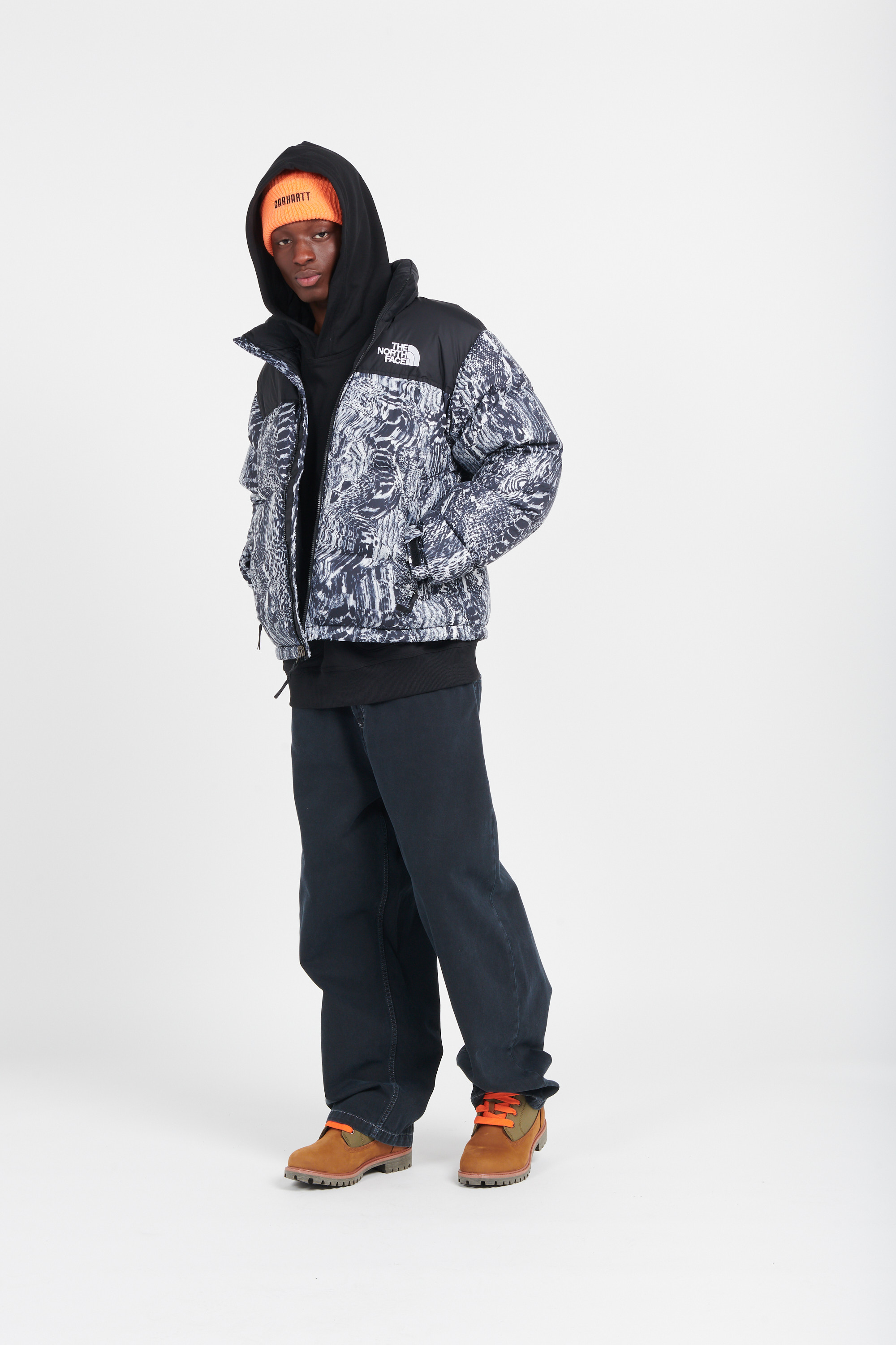 Lightweight quilted padded jacket with high neck Black