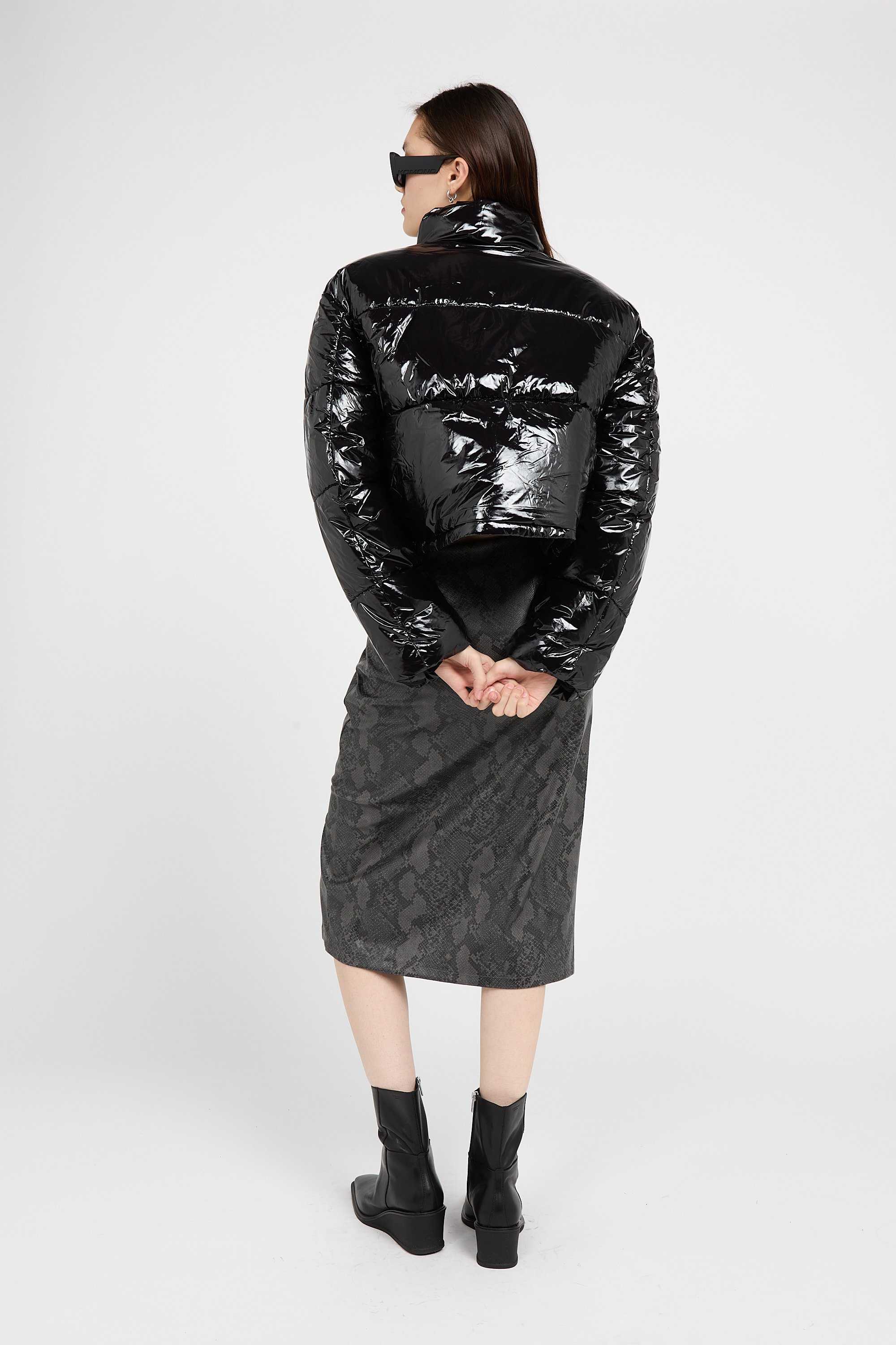 Lightweight quilted padded jacket with high neck Black