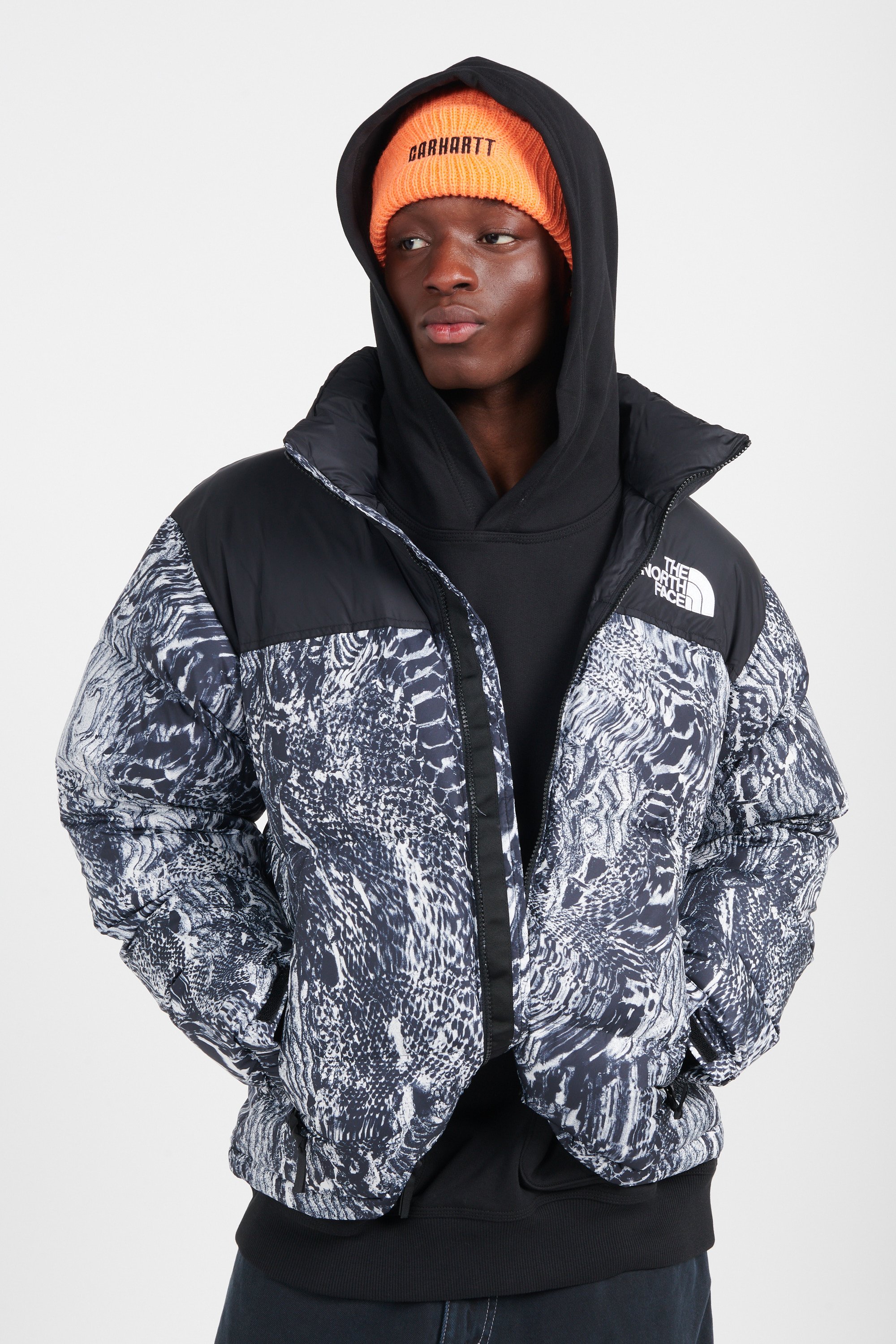 Lightweight quilted padded jacket with high neck Black
