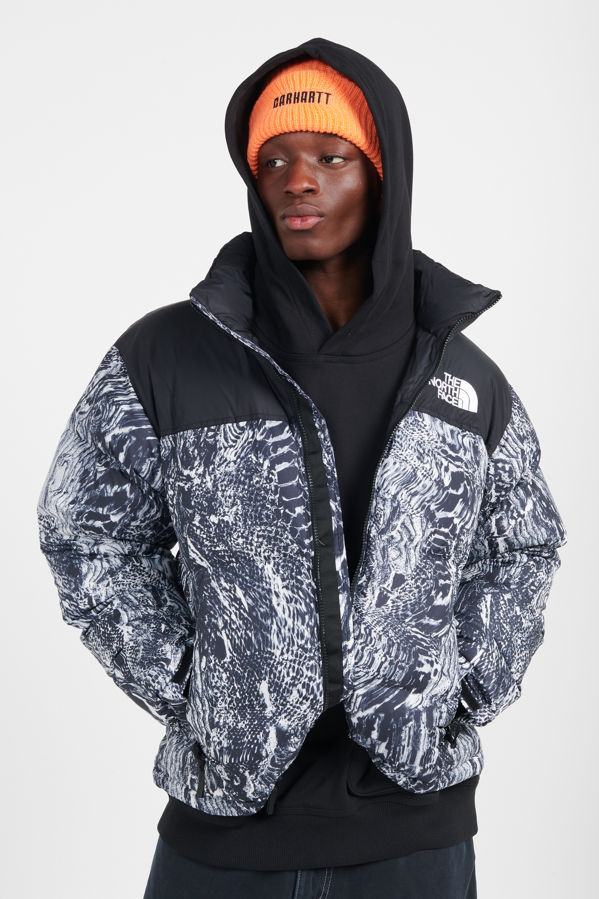 Lightweight quilted padded jacket with high neck Black