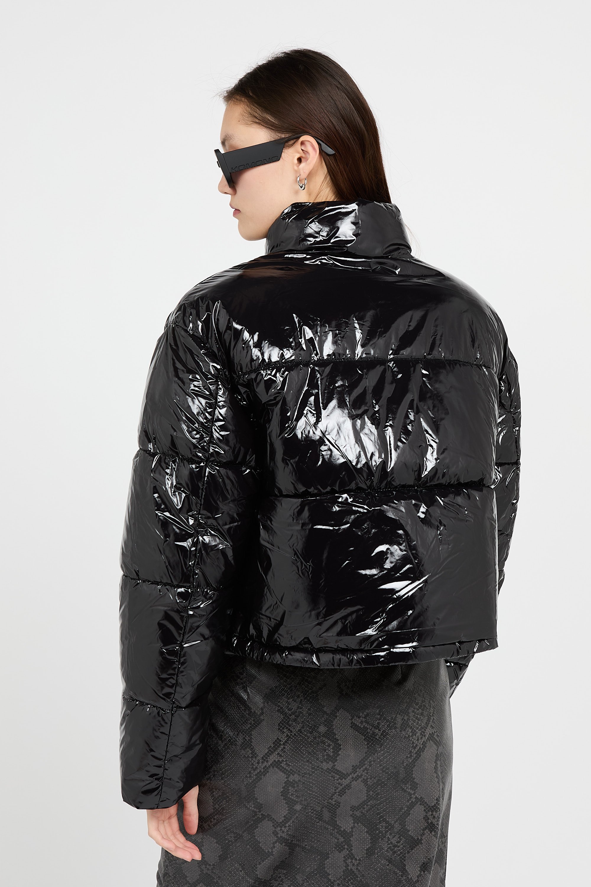 Lightweight quilted padded jacket with high neck Black