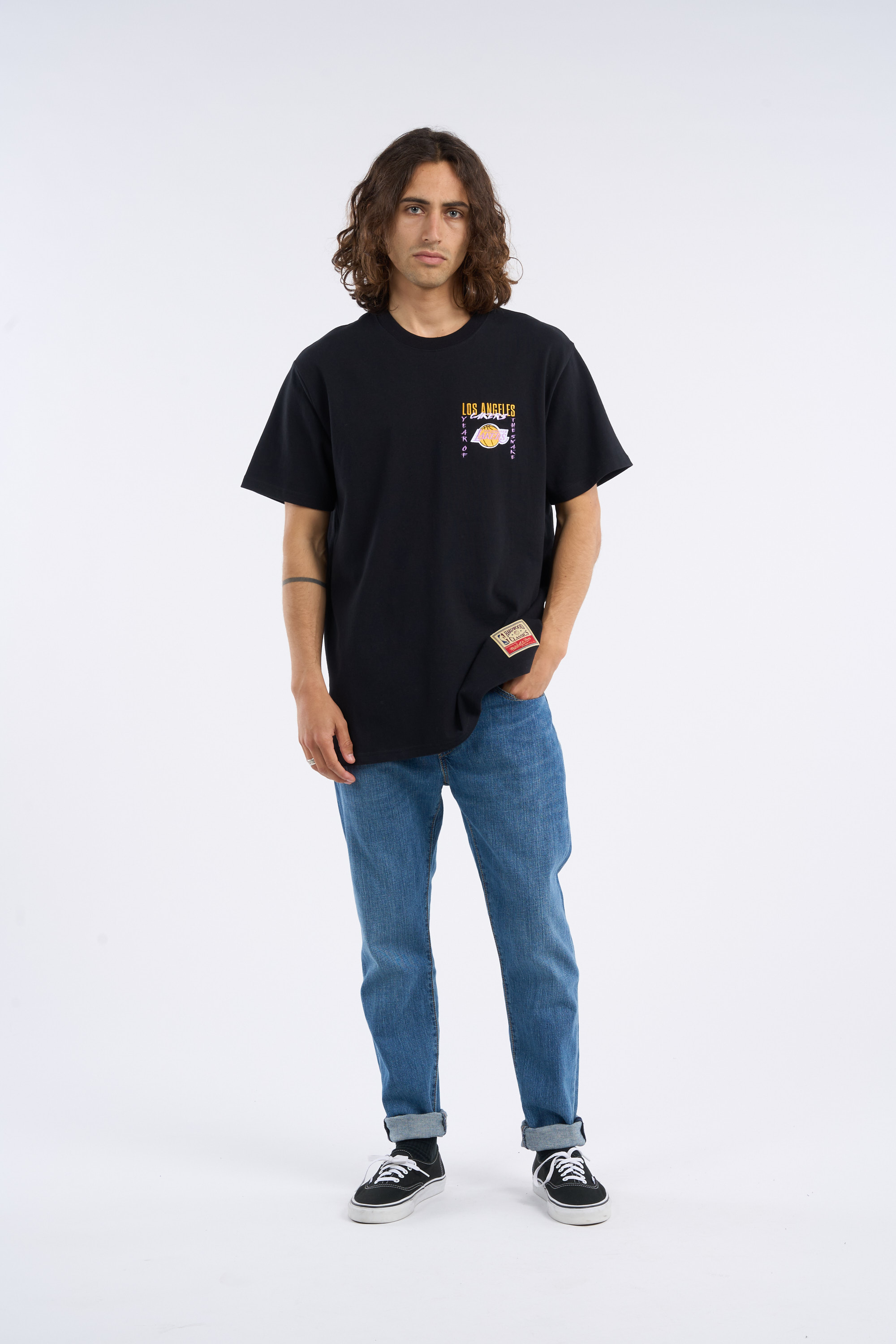 Regular-fit round-neck cotton T-shirt Black