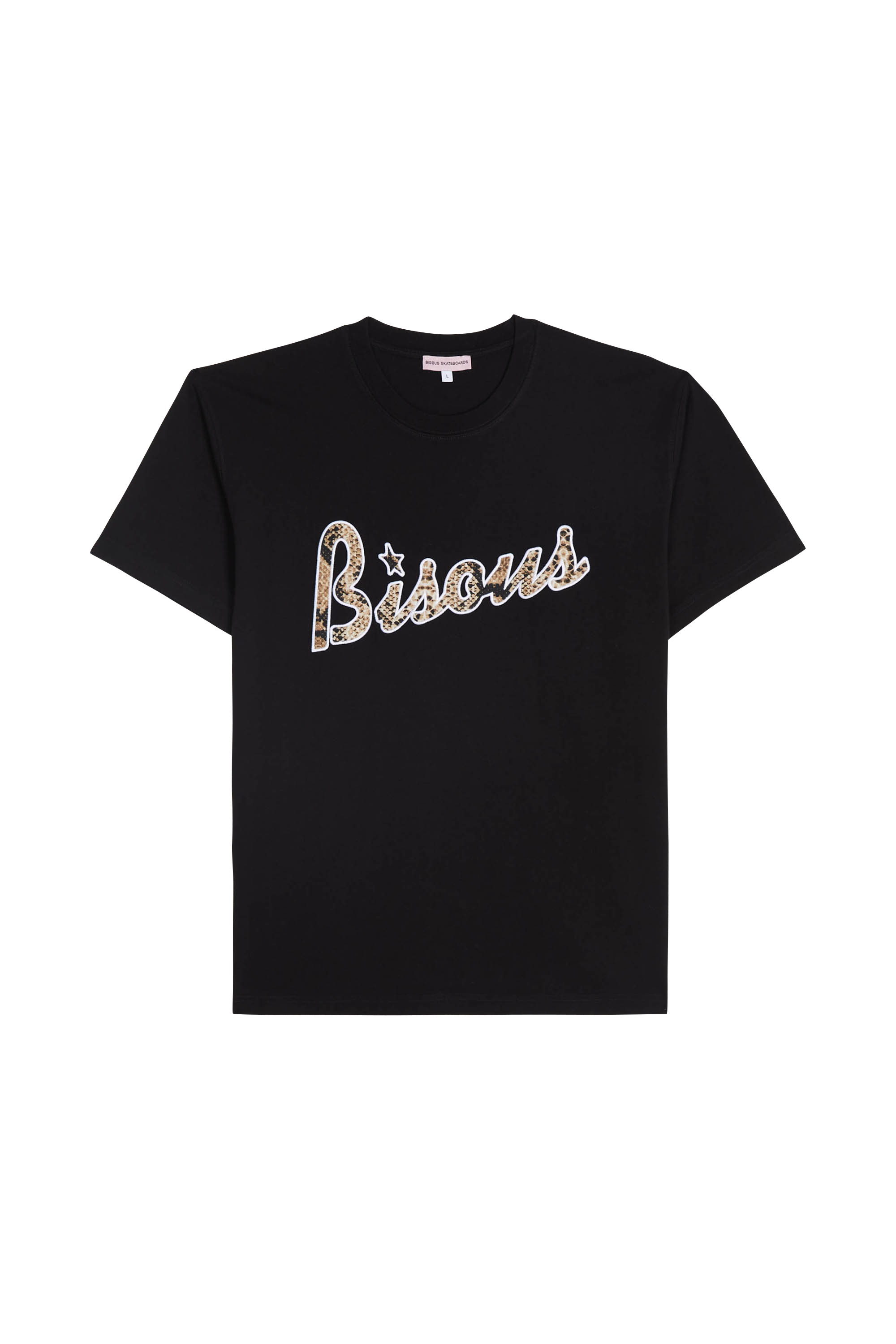 Regular-fit round-neck cotton T-shirt Black