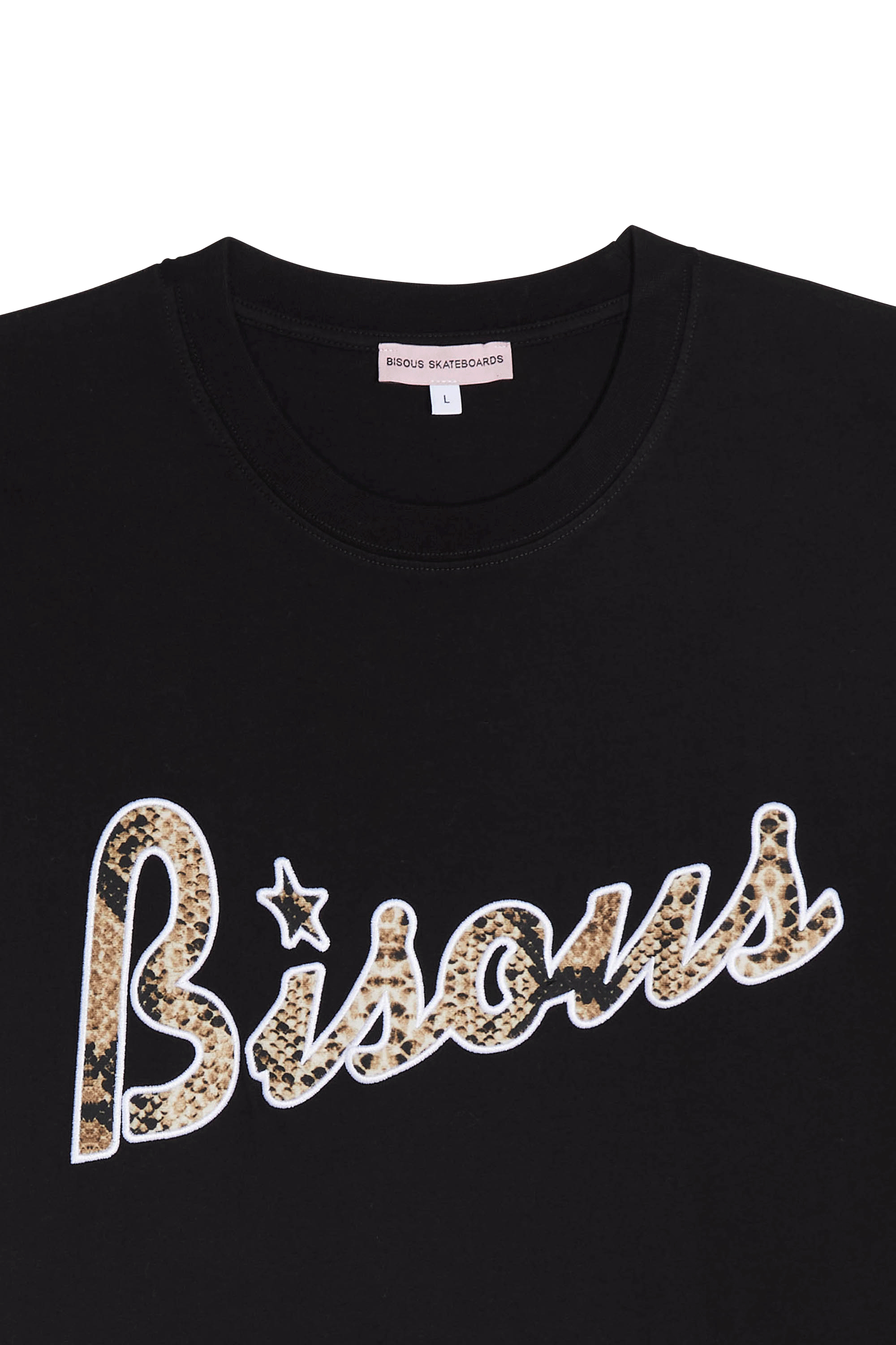 Regular-fit round-neck cotton T-shirt Black