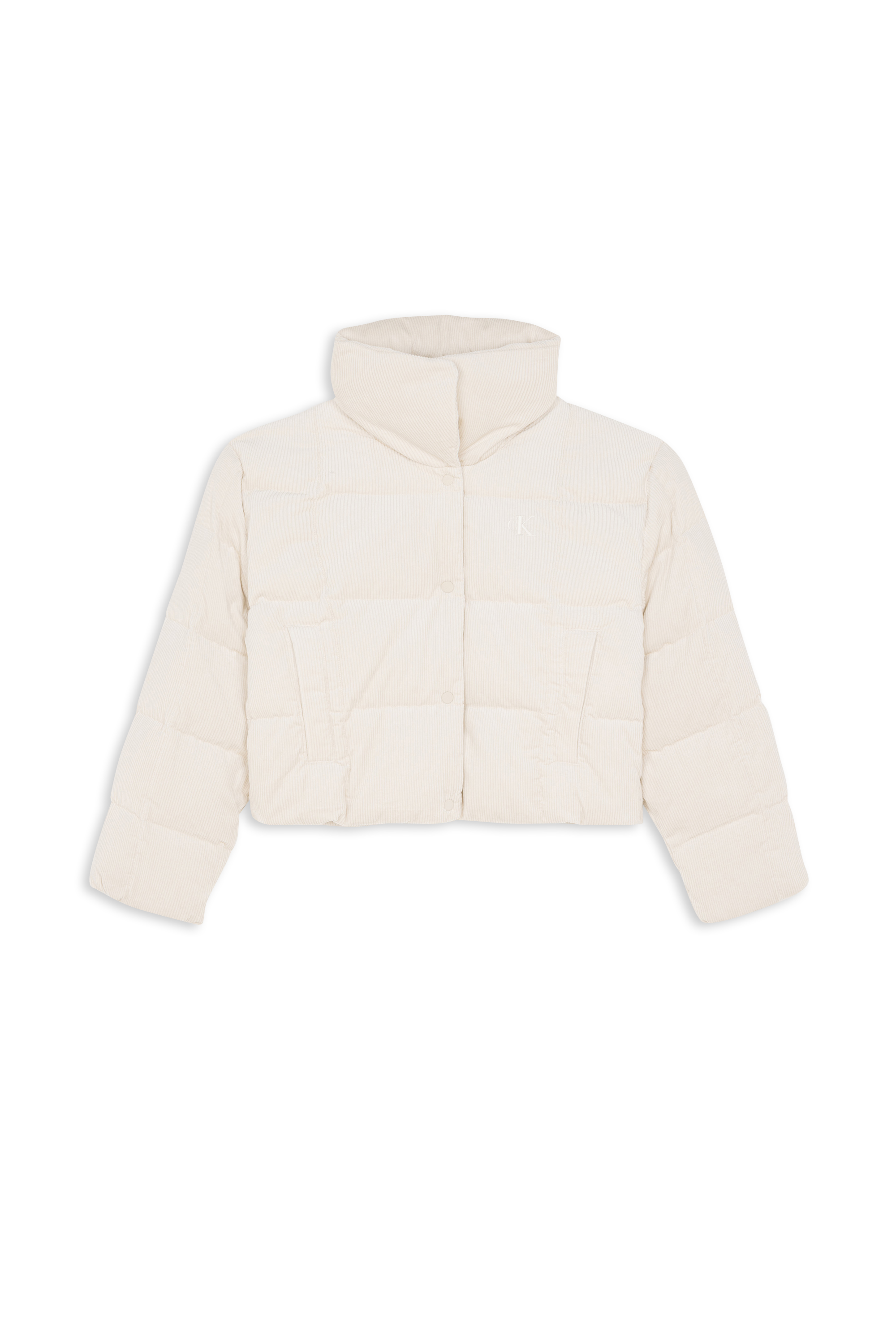 Lightweight quilted padded jacket with high neck White