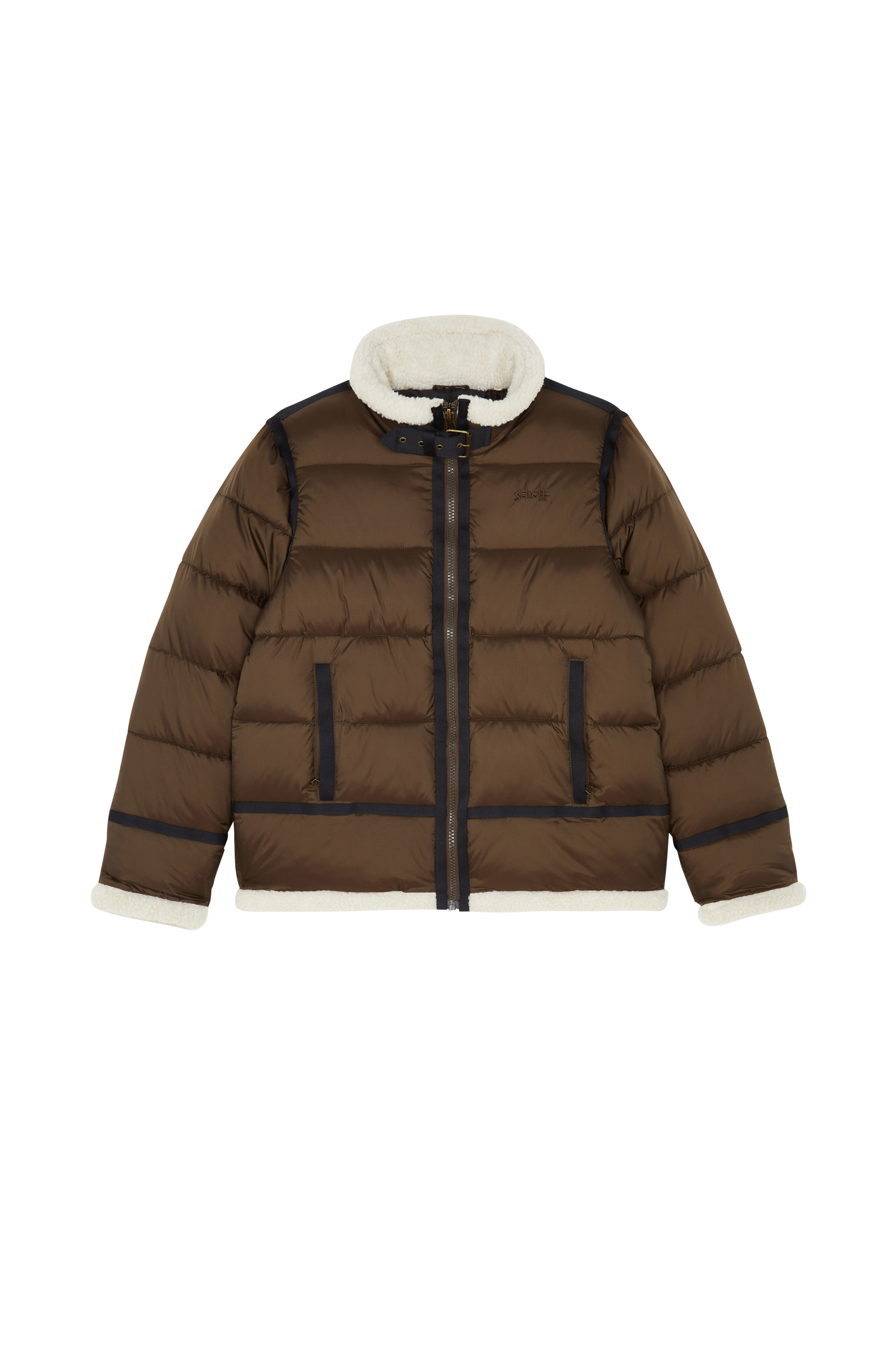 Lightweight quilted padded jacket with high neck Brown