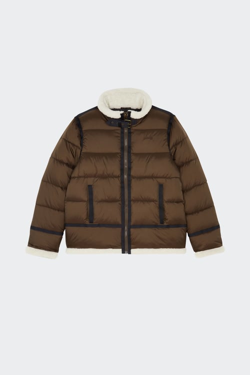 SCHOTT Lightweight quilted padded jacket with high neck Brown