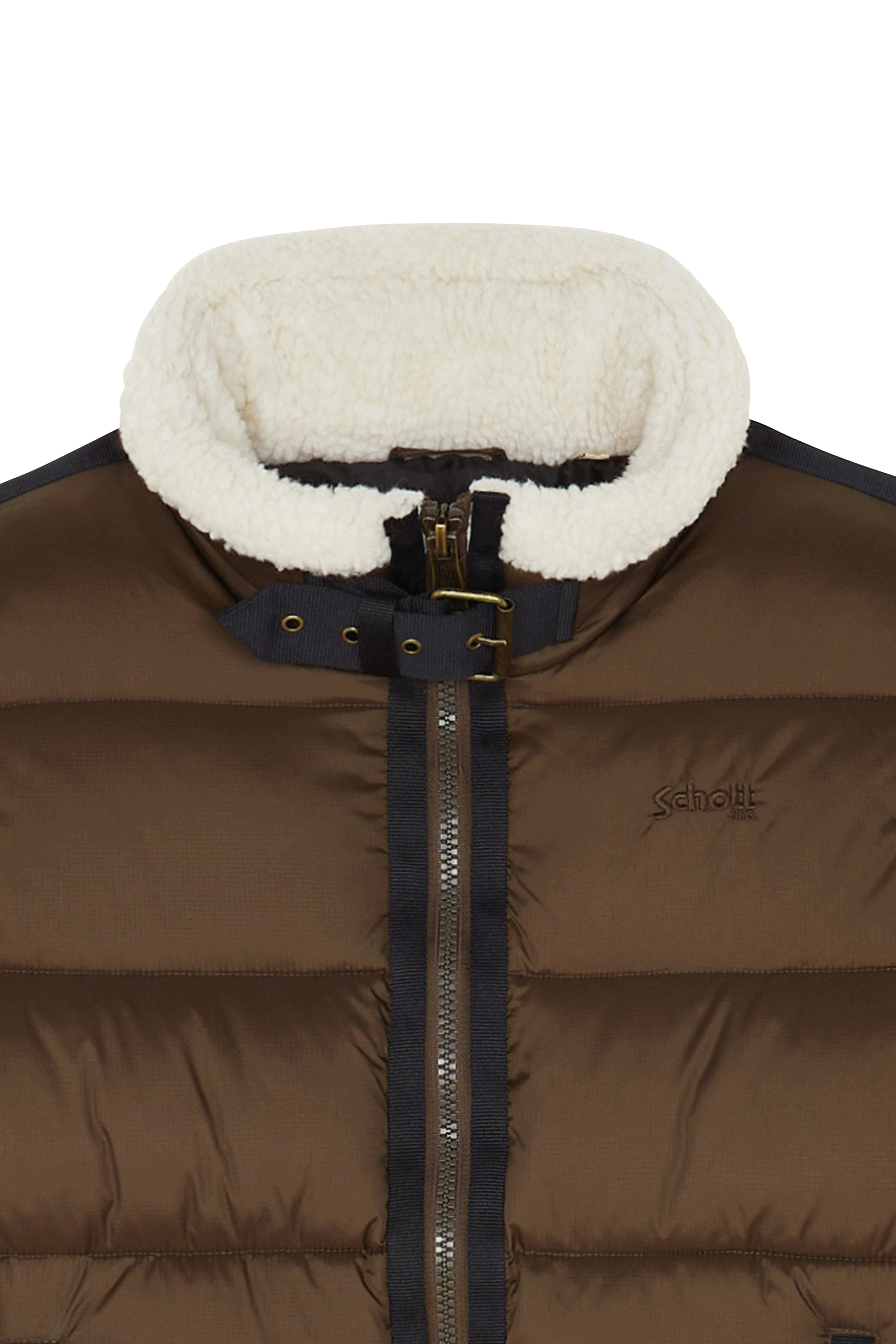 Lightweight quilted padded jacket with high neck | Brown SCHOTT Men