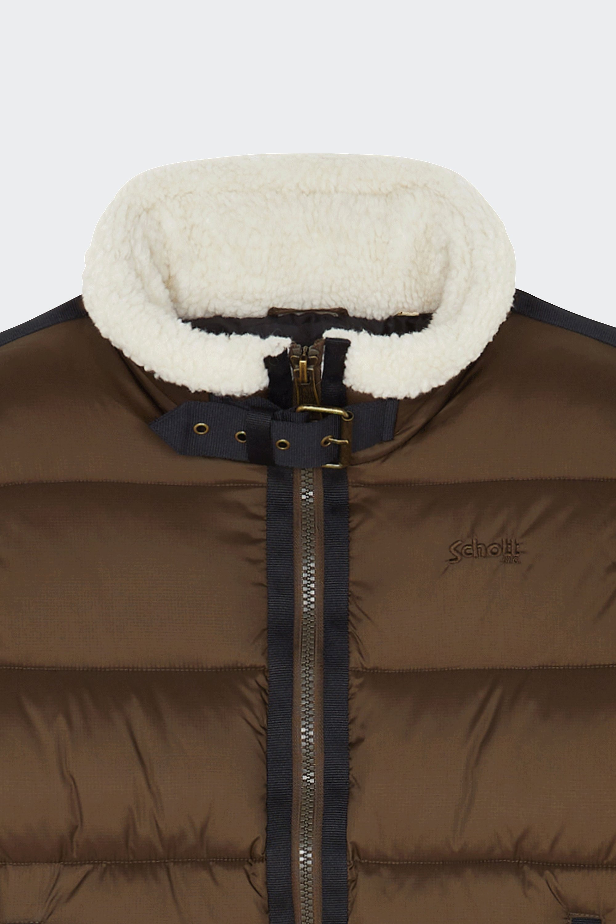 Lightweight quilted padded jacket with high neck | Brown by SCHOTT Lightweight quilted padded jacket with high neck Brown