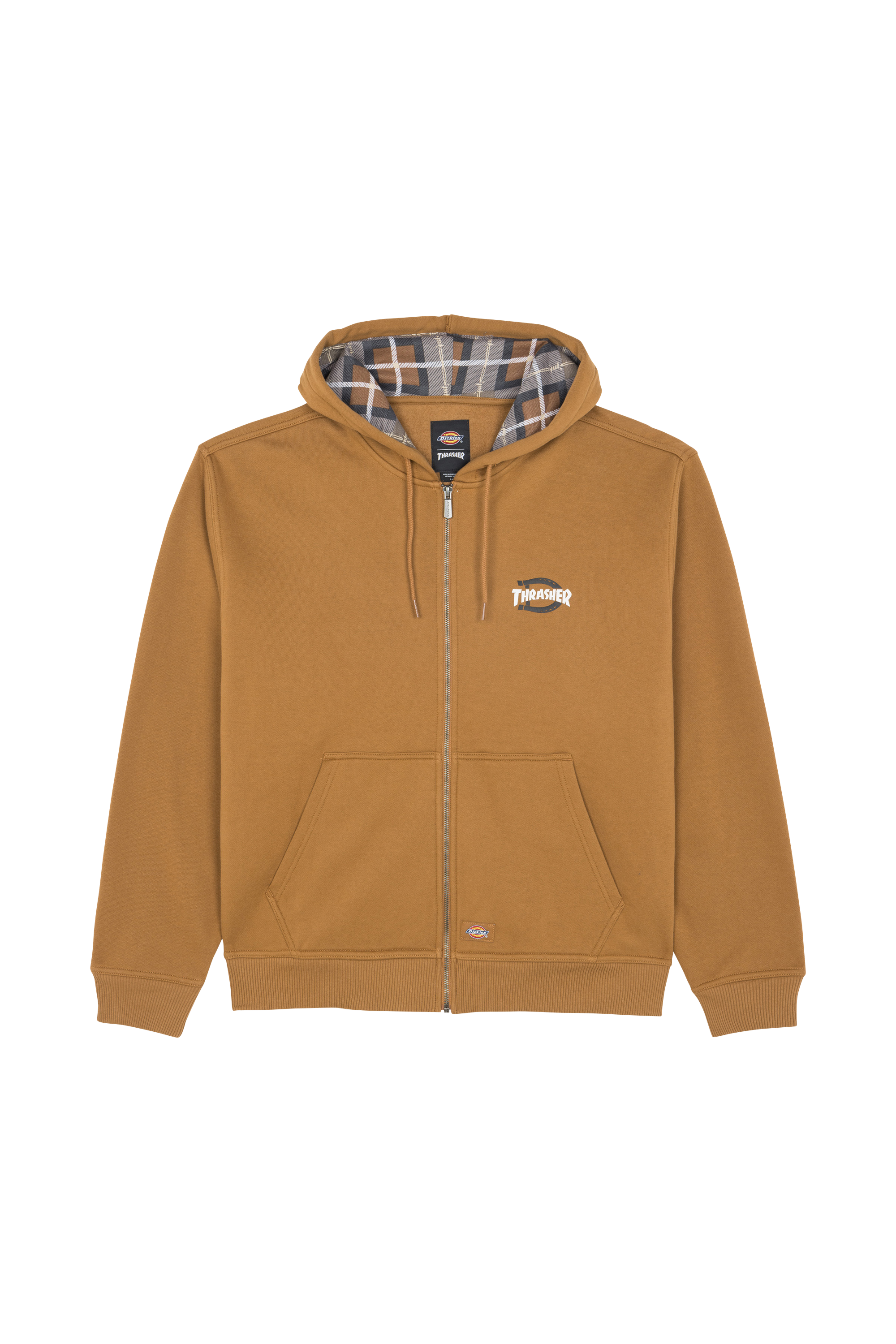 Regular-fit zip-up cotton-blend hoodie with Pony Player Brown