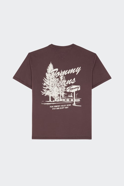 TOMMY JEANS Regular-fit round-neck cotton T-shirt Brown