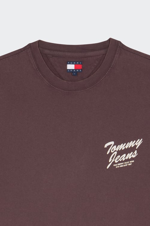 TOMMY JEANS Regular-fit round-neck cotton T-shirt Brown