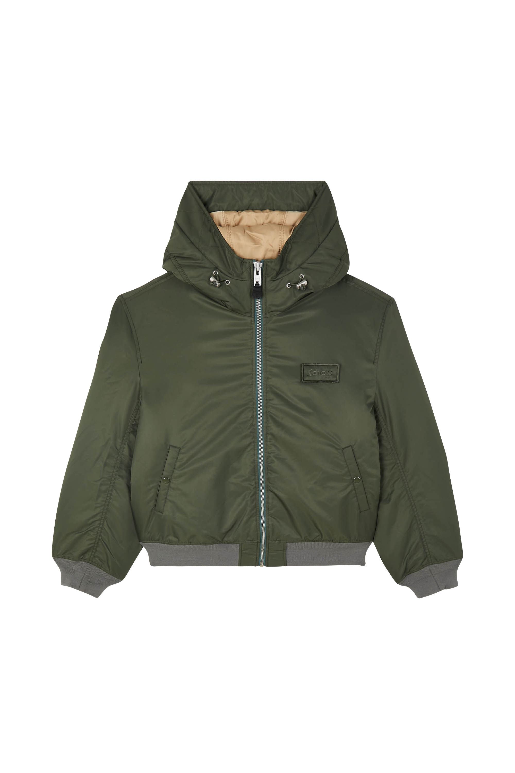 Lightweight quilted padded jacket with high neck Green