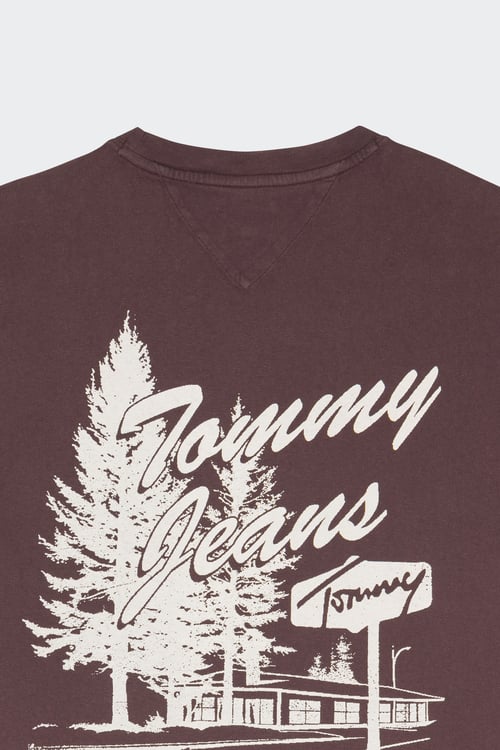 TOMMY JEANS Regular-fit round-neck cotton T-shirt Brown