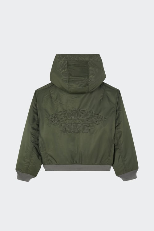 SCHOTT Lightweight quilted padded jacket with high neck Green
