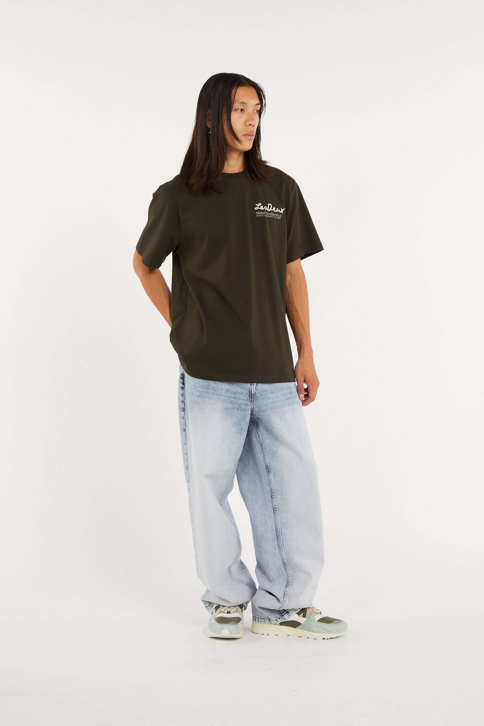 Regular-fit round-neck cotton T-shirt LES DEUX Green