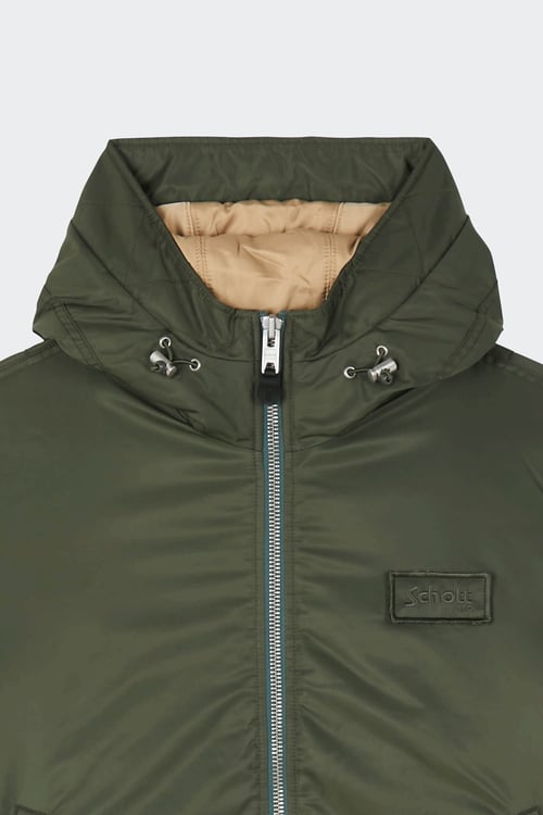 SCHOTT Lightweight quilted padded jacket with high neck Green