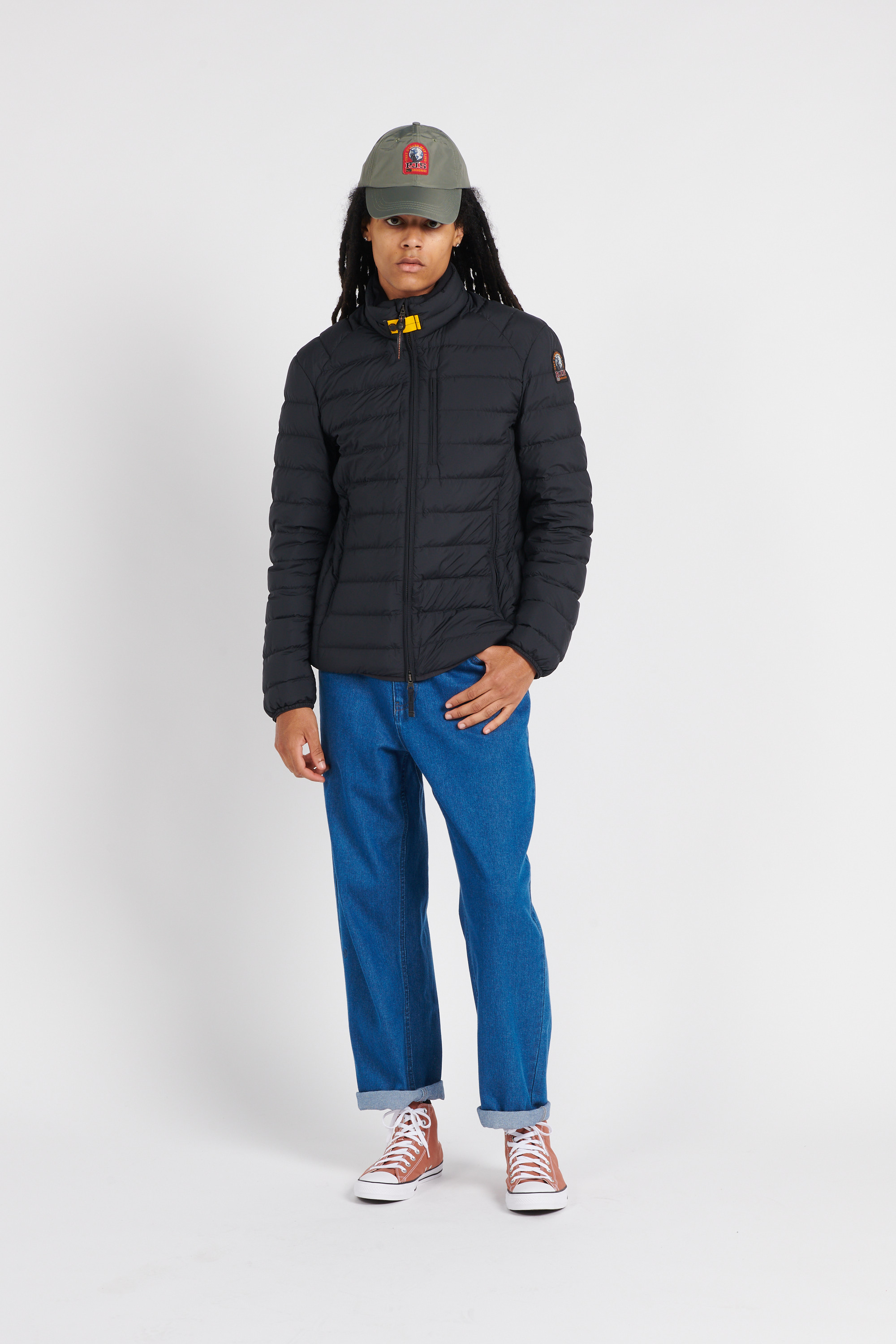 Lightweight quilted padded jacket with high neck Black
