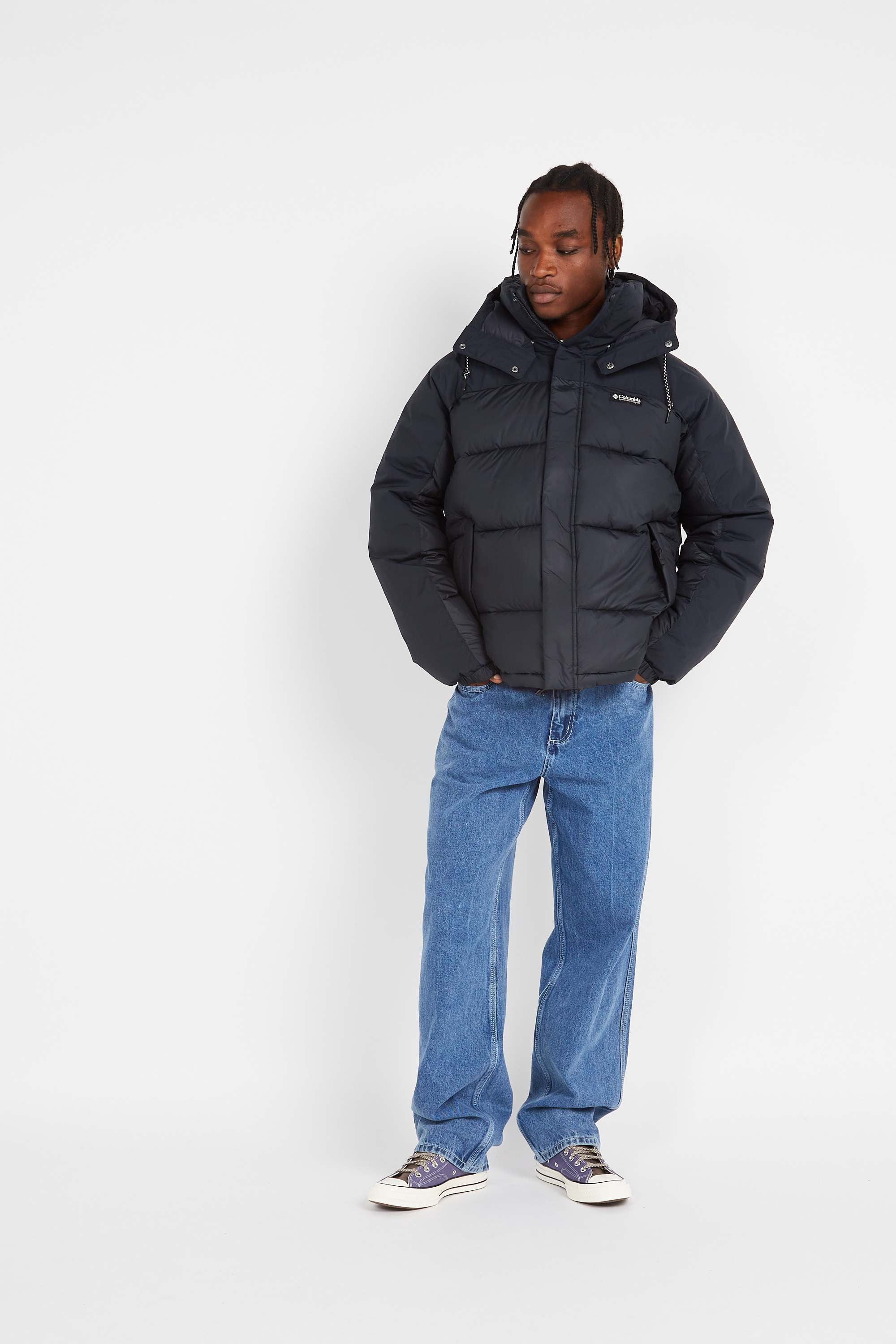 Lightweight quilted padded jacket with high neck Black