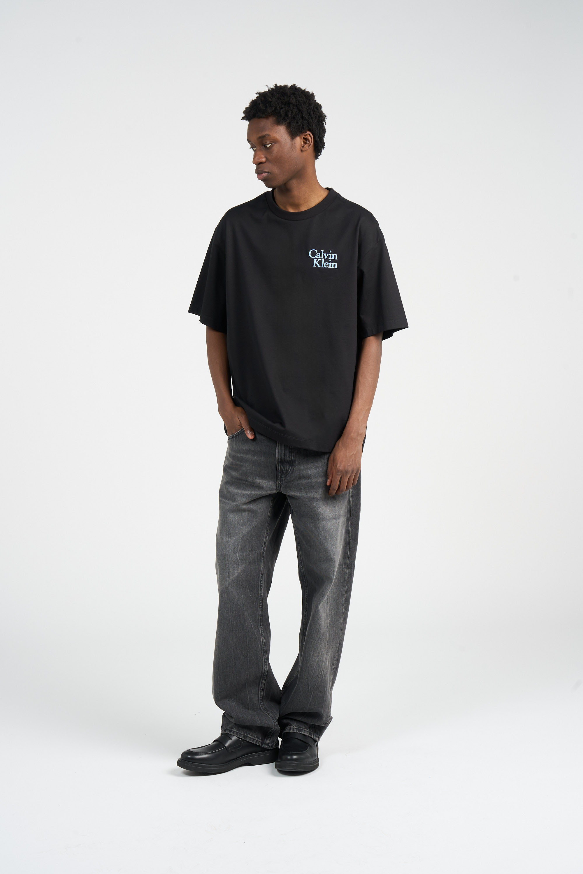 Regular-fit round-neck cotton T-shirt Black