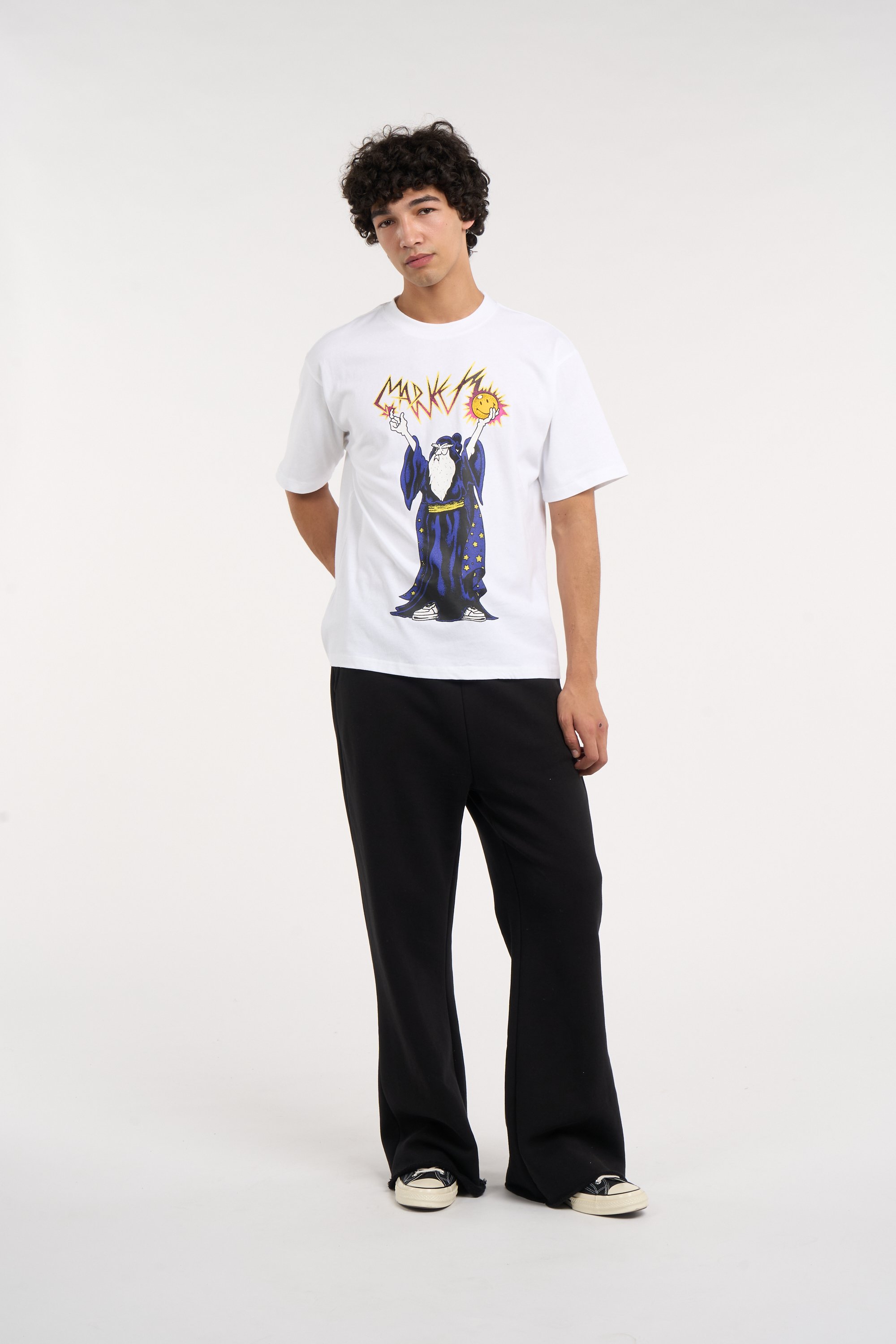 Regular-fit round-neck cotton T-shirt MARKET White