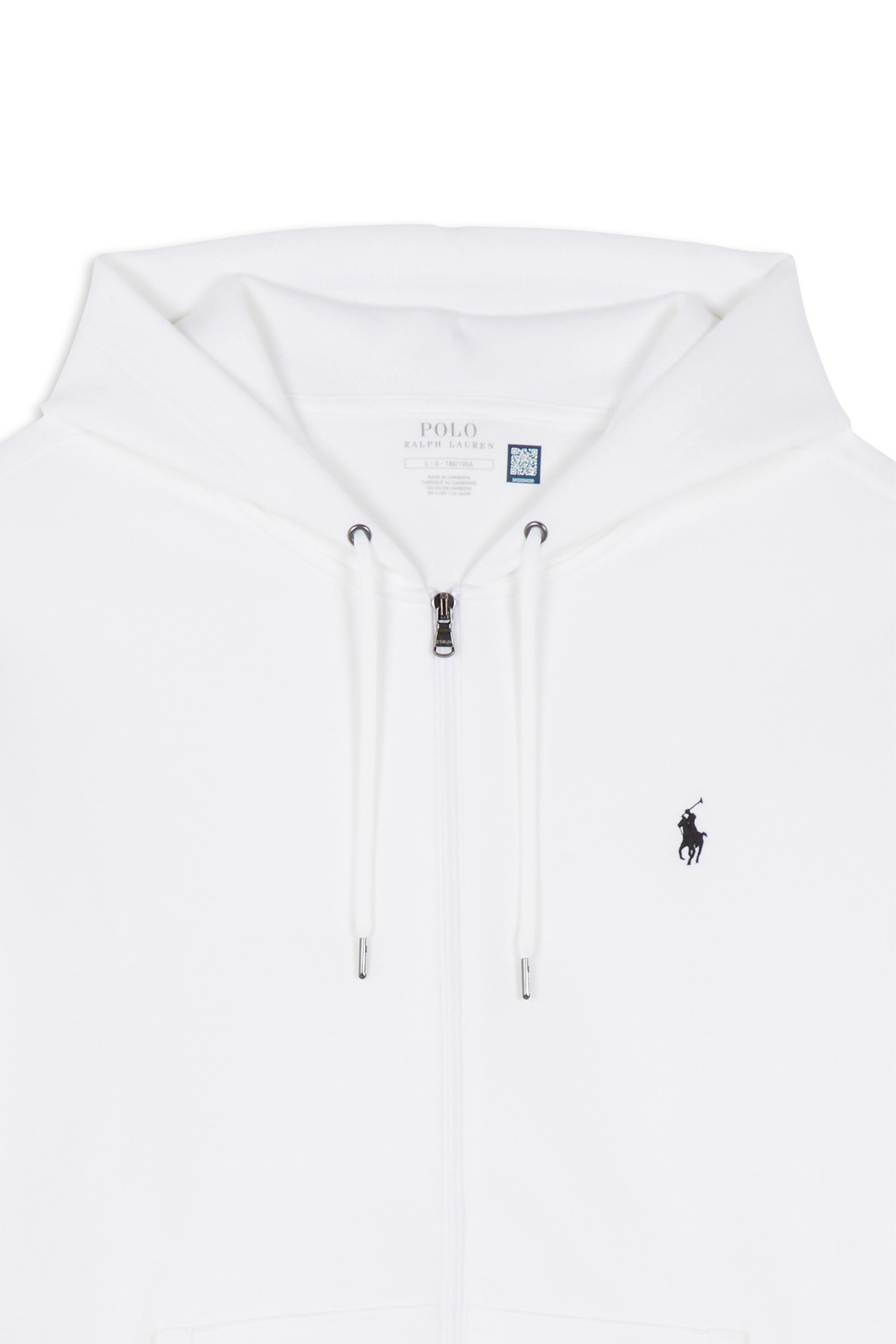 Regular-fit zip-up cotton-blend hoodie with Pony Player White