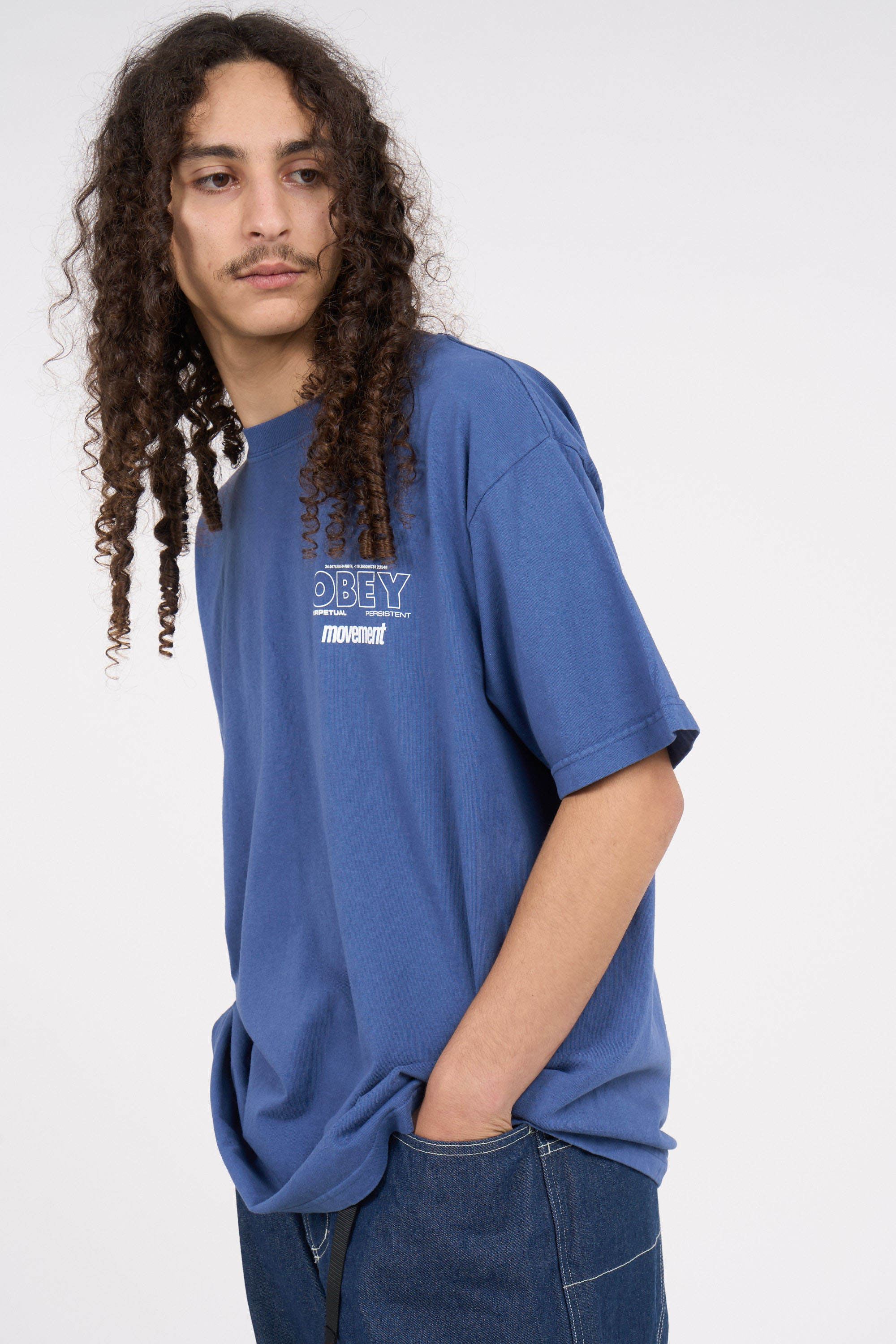 Regular-fit round-neck cotton T-shirt Blue