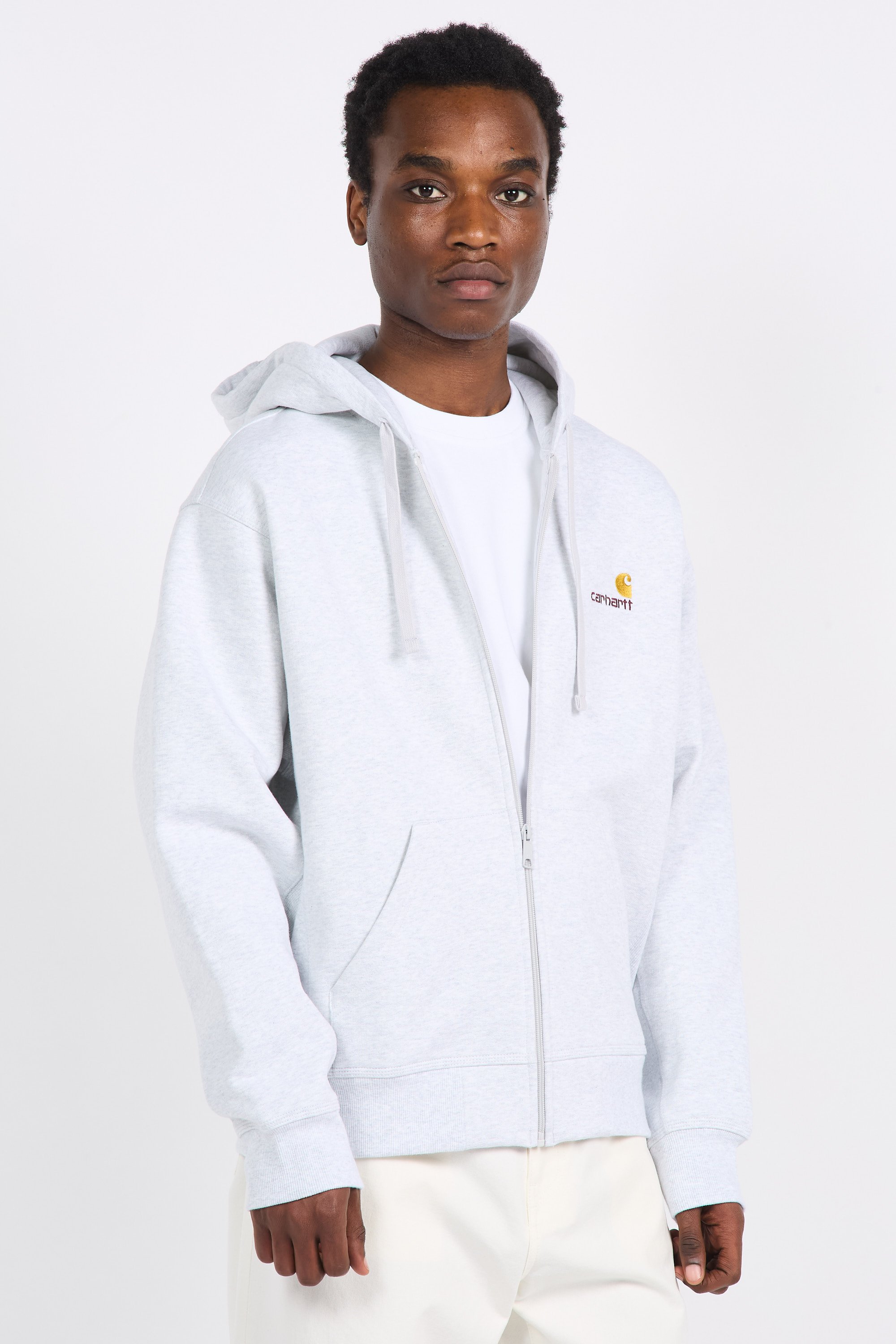Zip-up hoodie Hooded american script Grey Carhartt Wip - Men