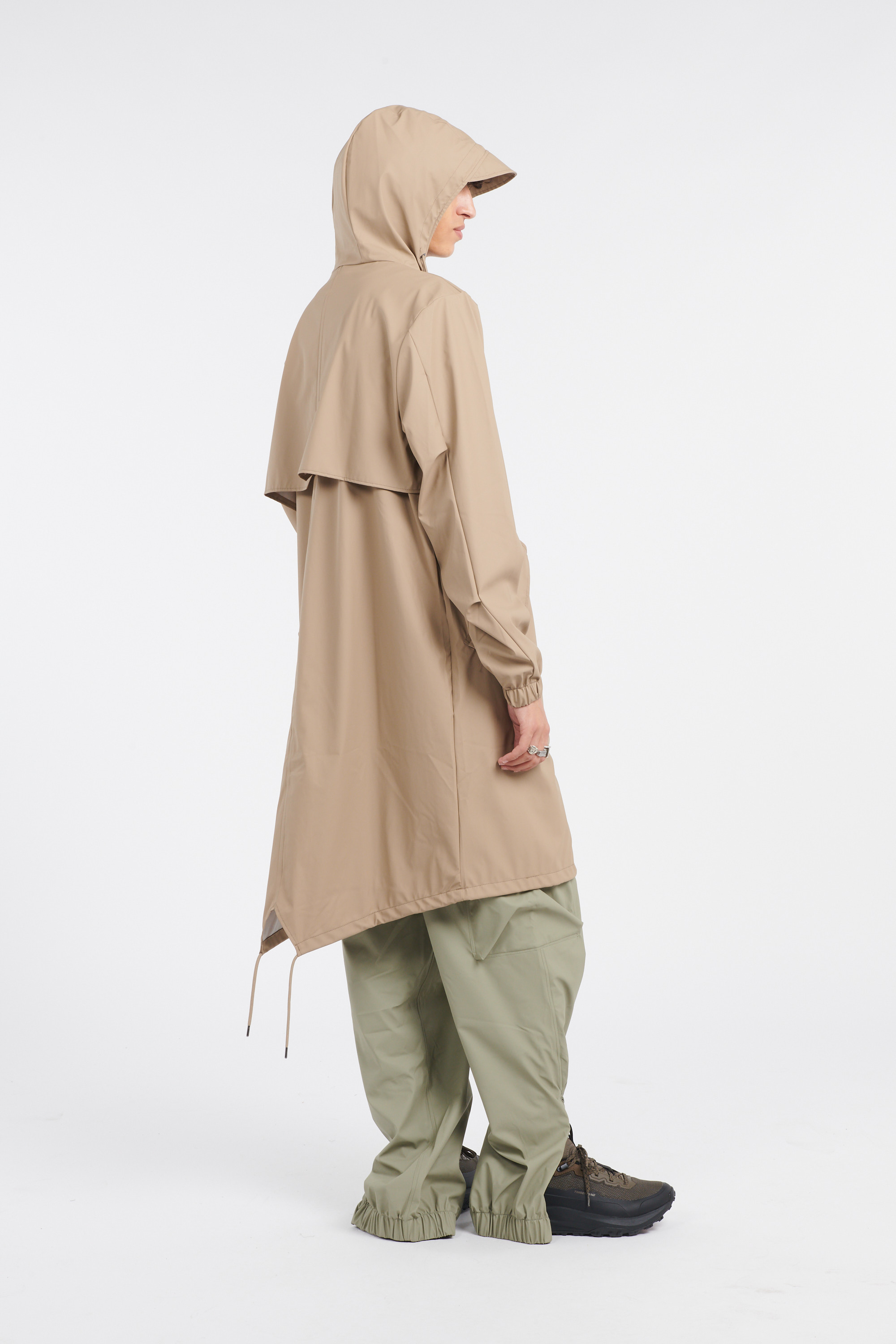 Cotton parka with hood Beige