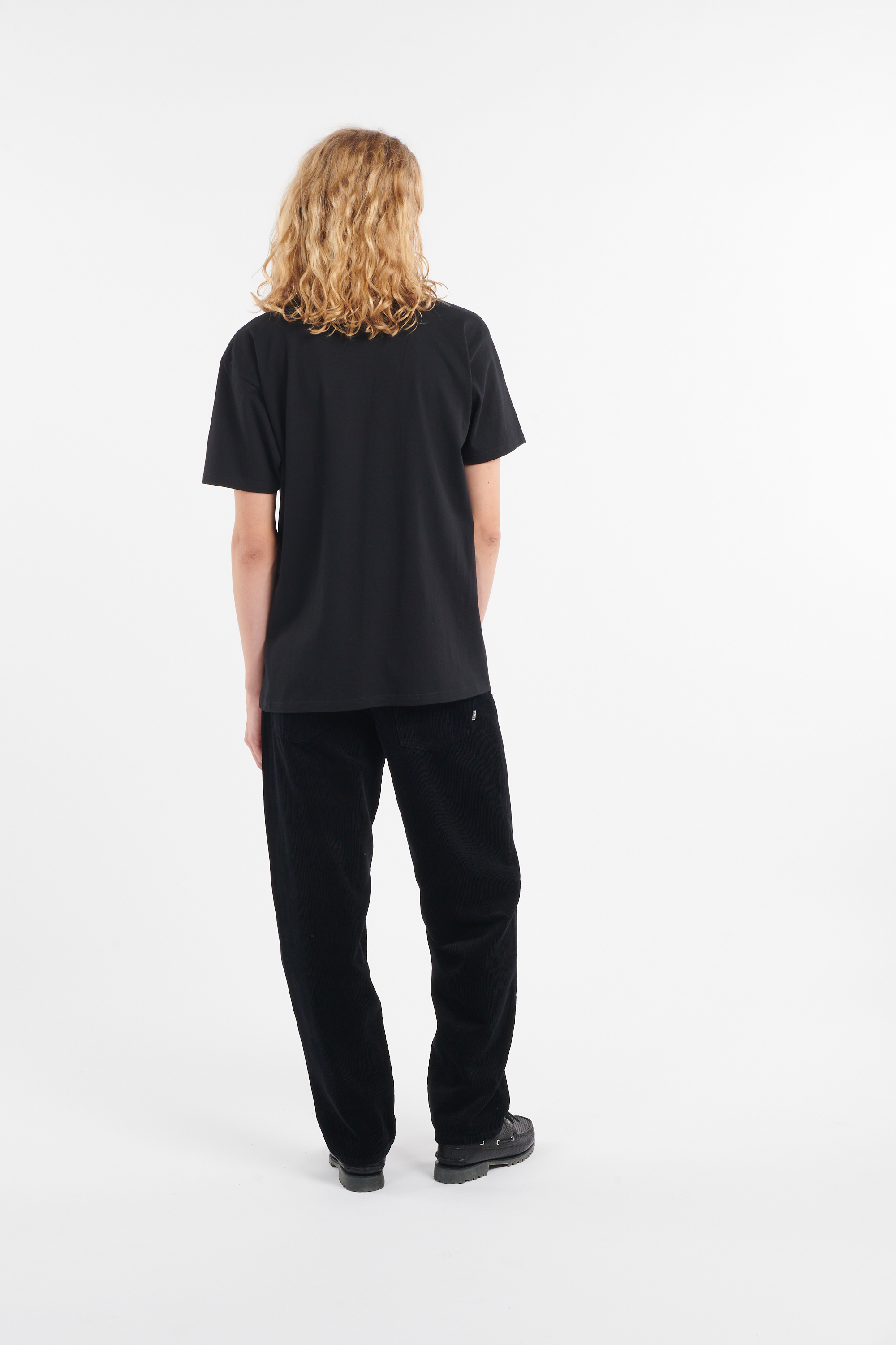 Regular-fit round-neck cotton T-shirt Black