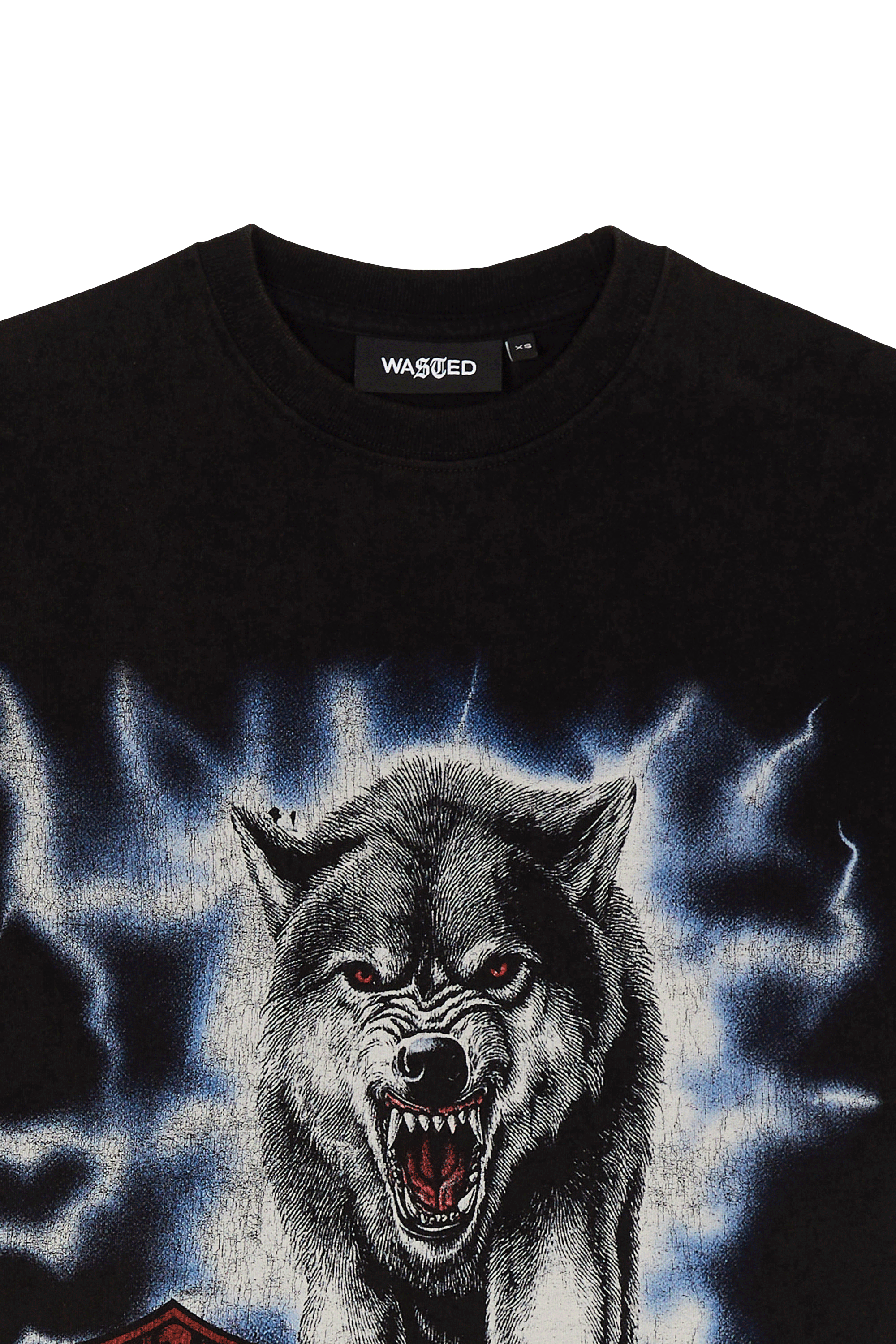 Regular-fit round-neck cotton T-shirt | Black WASTED Men