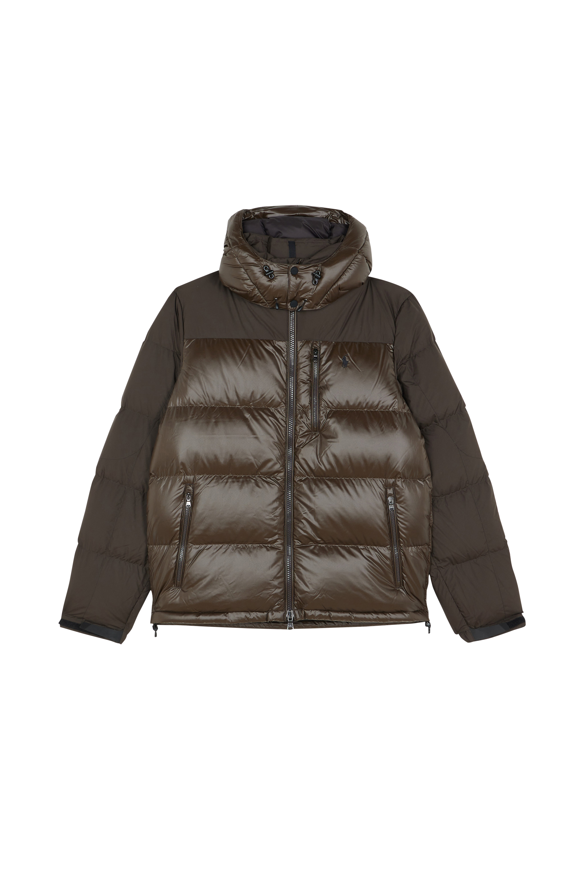 Lightweight quilted padded jacket with high neck Brown
