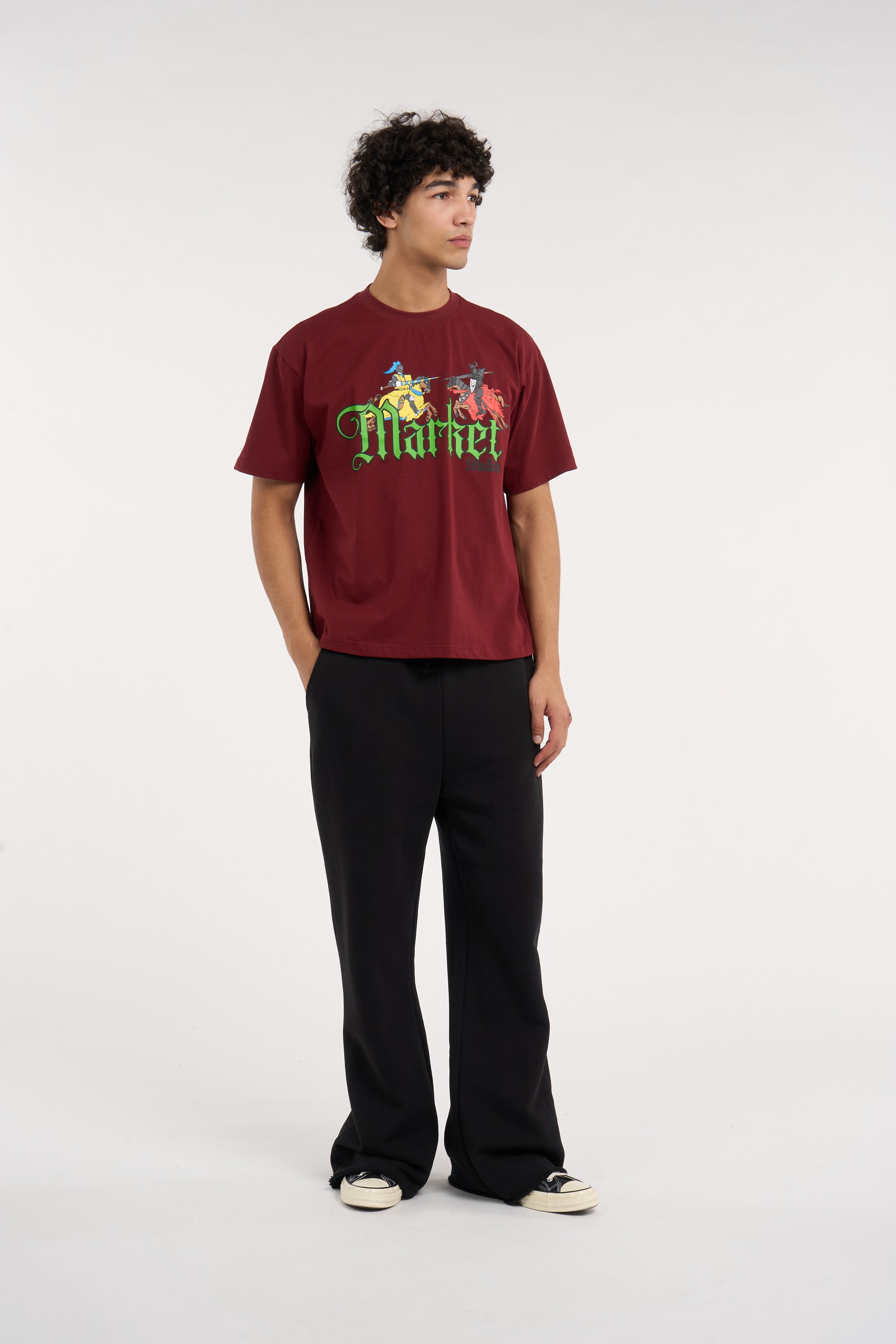 Regular-fit round-neck cotton T-shirt MARKET Red