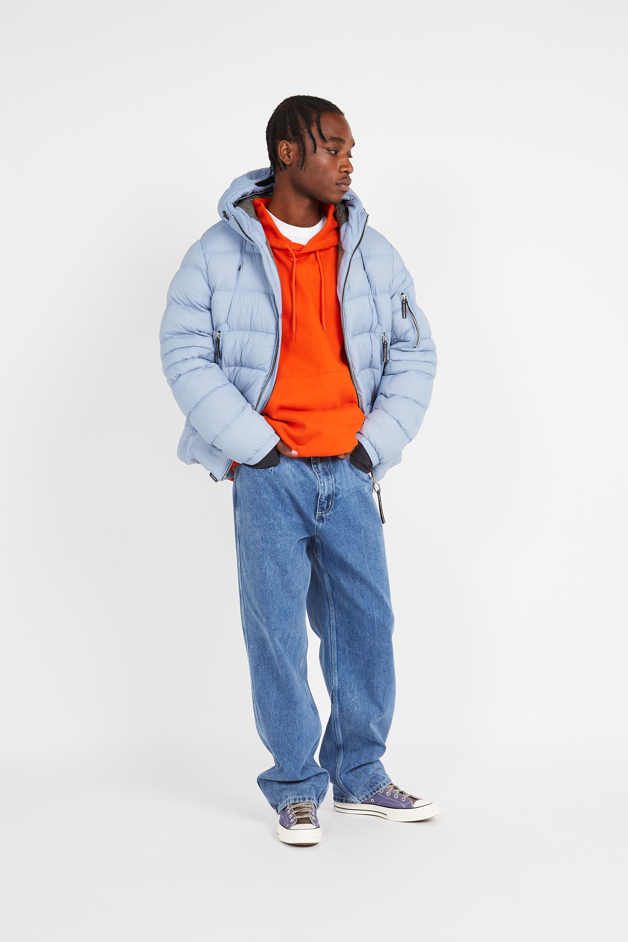Lightweight quilted padded jacket with high neck Blue