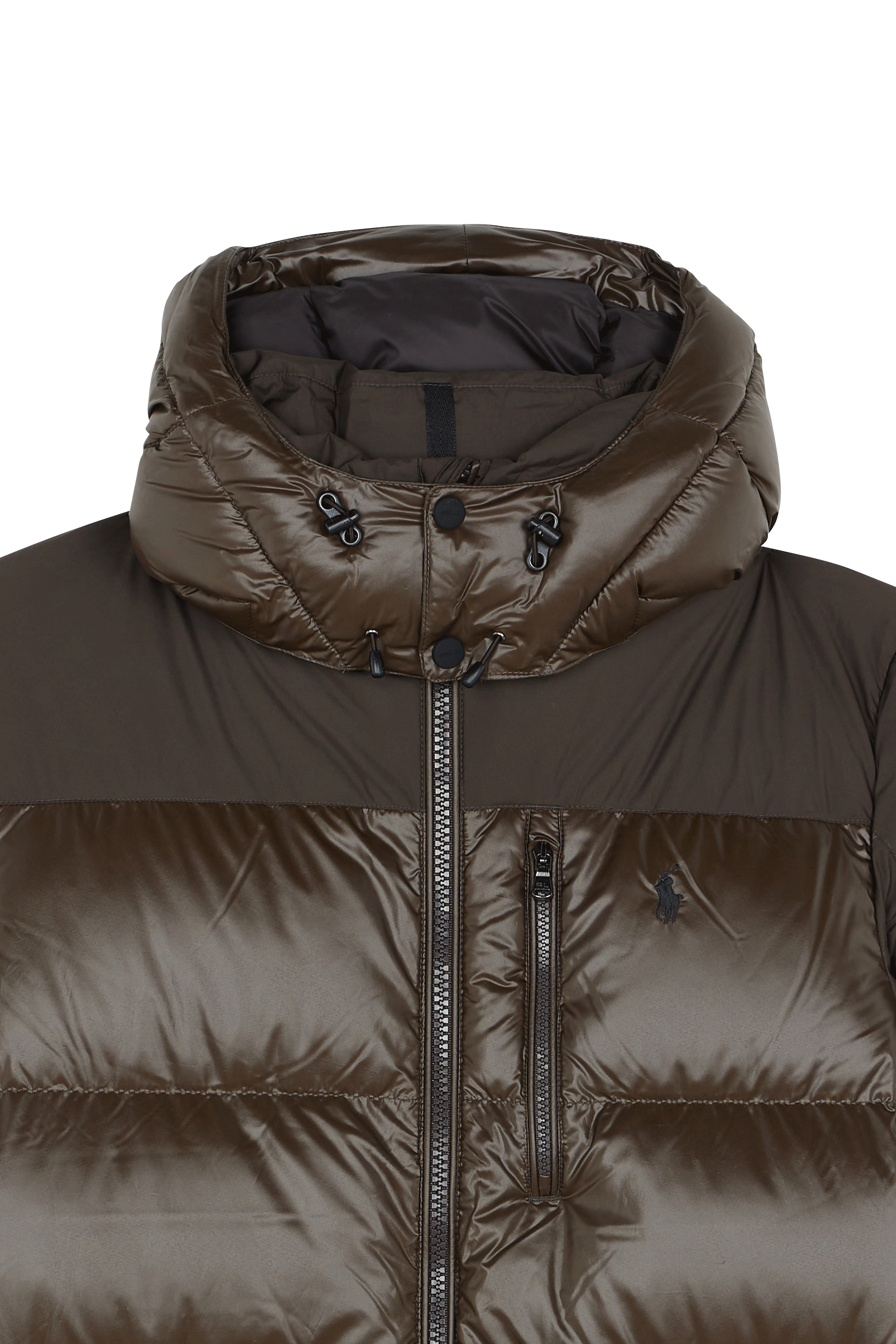 Lightweight quilted padded jacket with high neck Brown