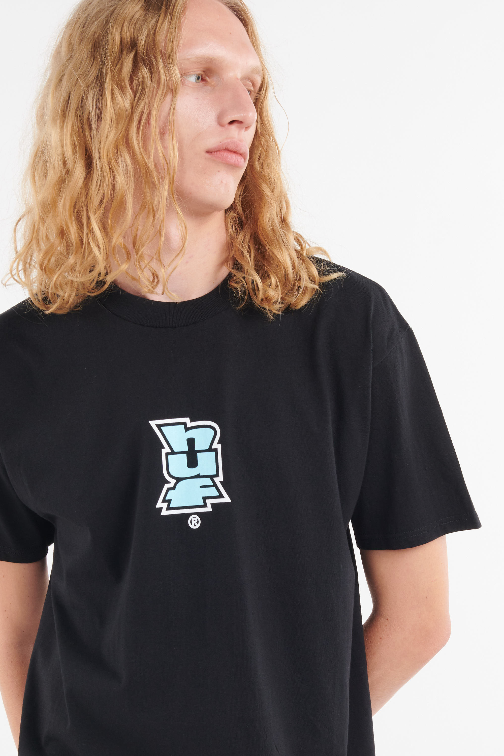 Regular-fit round-neck cotton T-shirt Black