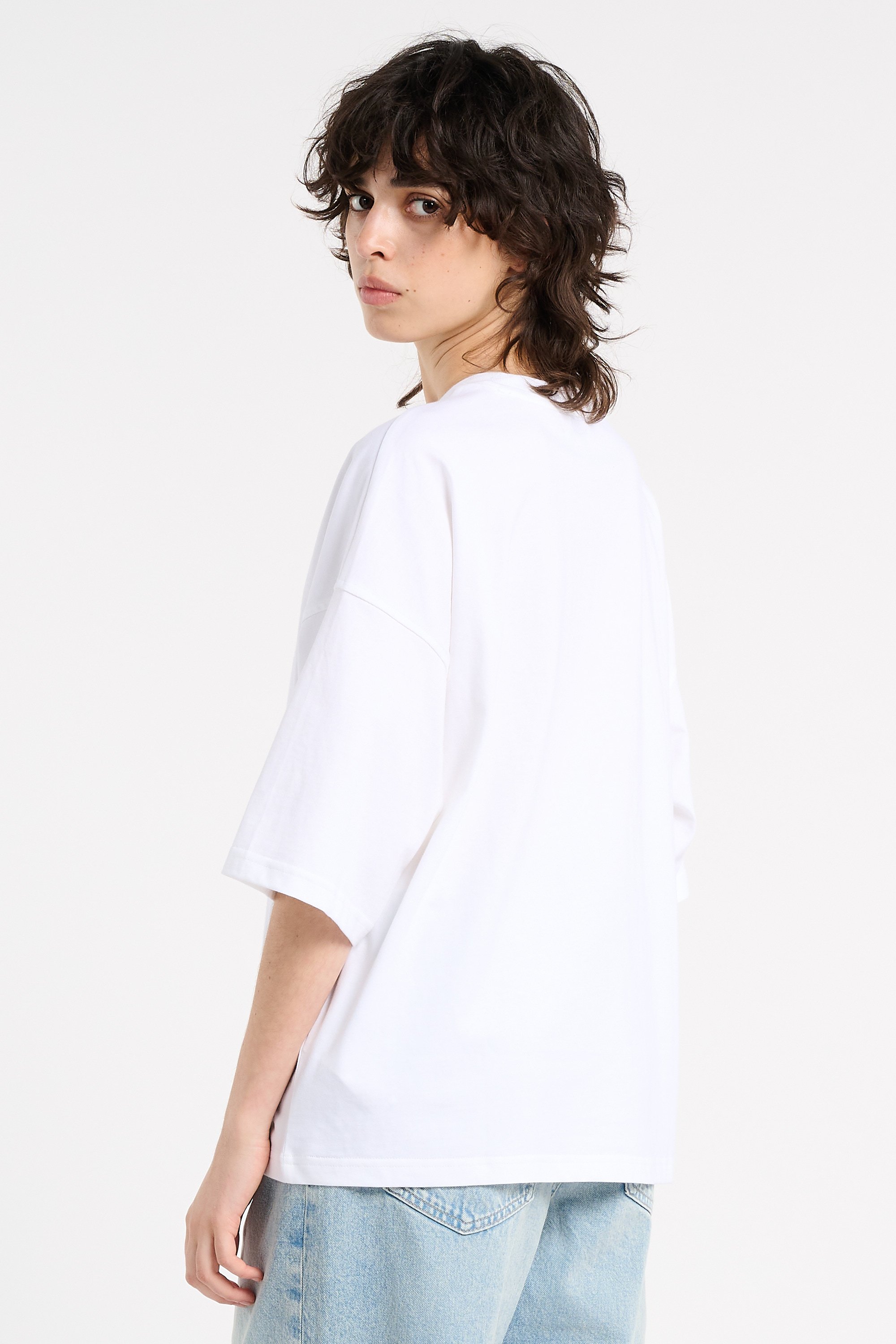 Regular-fit round-neck cotton T-shirt | White CALVIN KLEIN Women