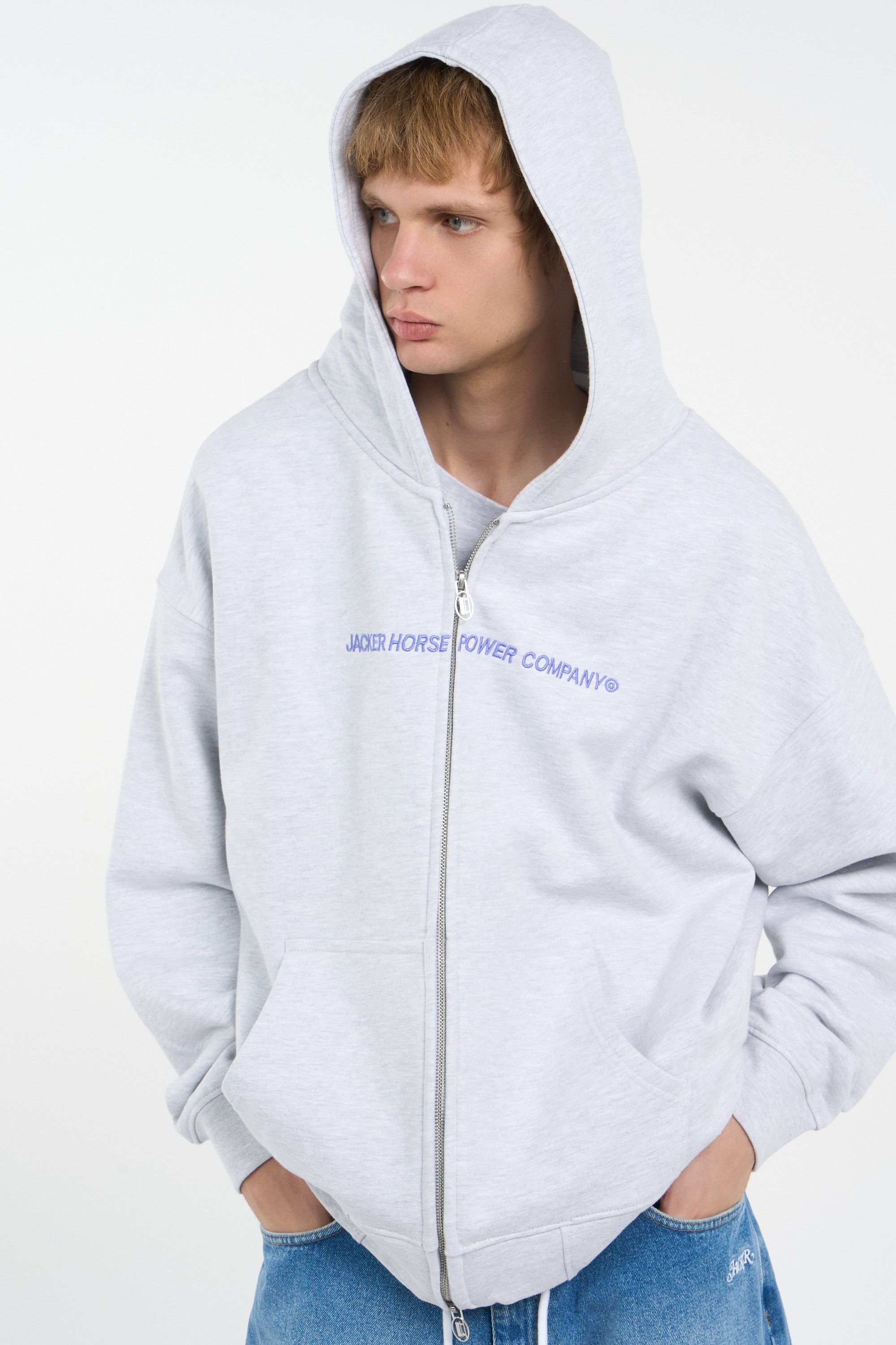 Gilet oversize col rond en coton | Gris JACKER Homme