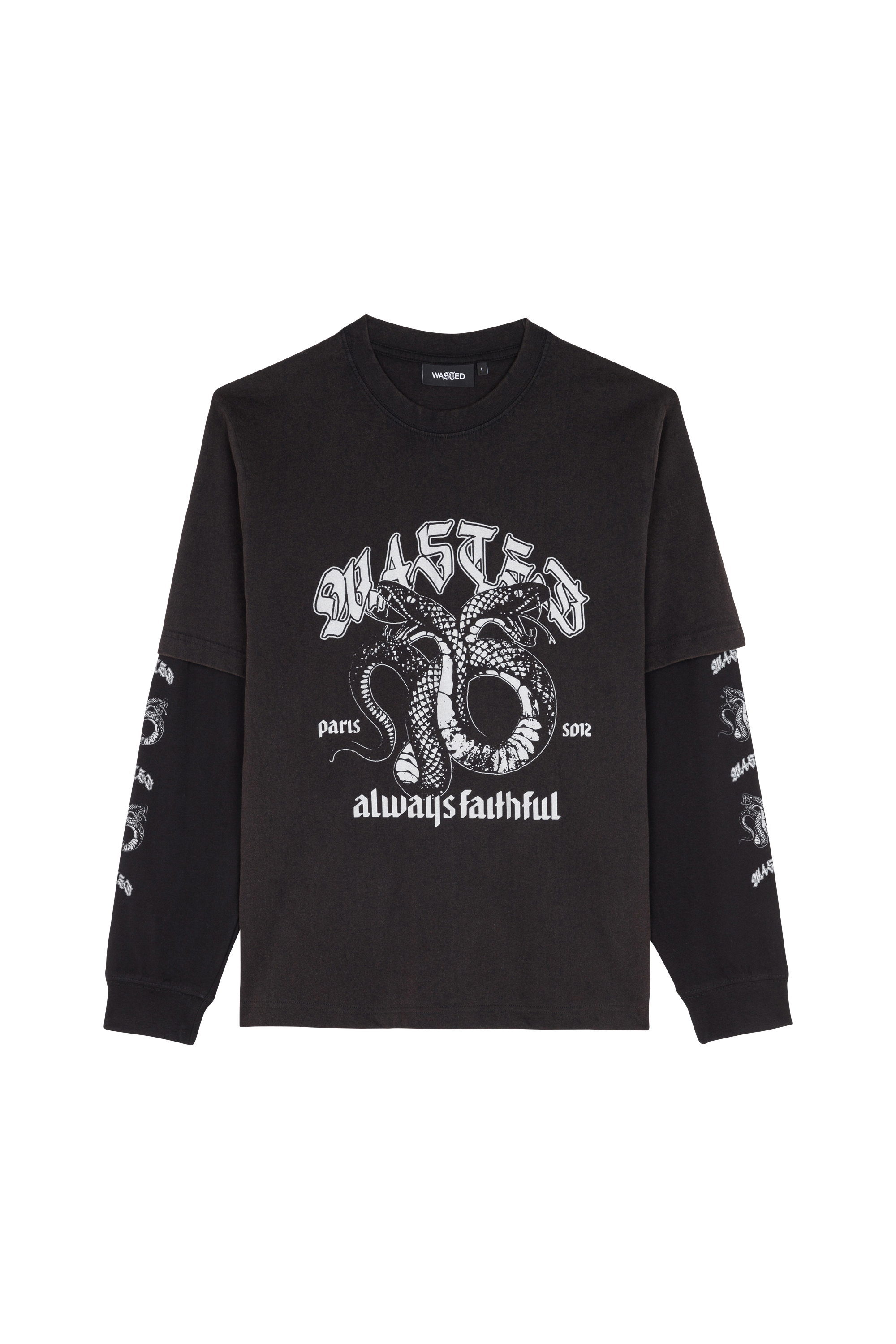 Regular-fit round-neck cotton T-shirt Black