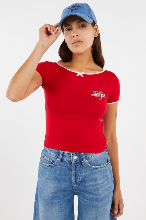 TOMMY JEANS T-shirt Rouge